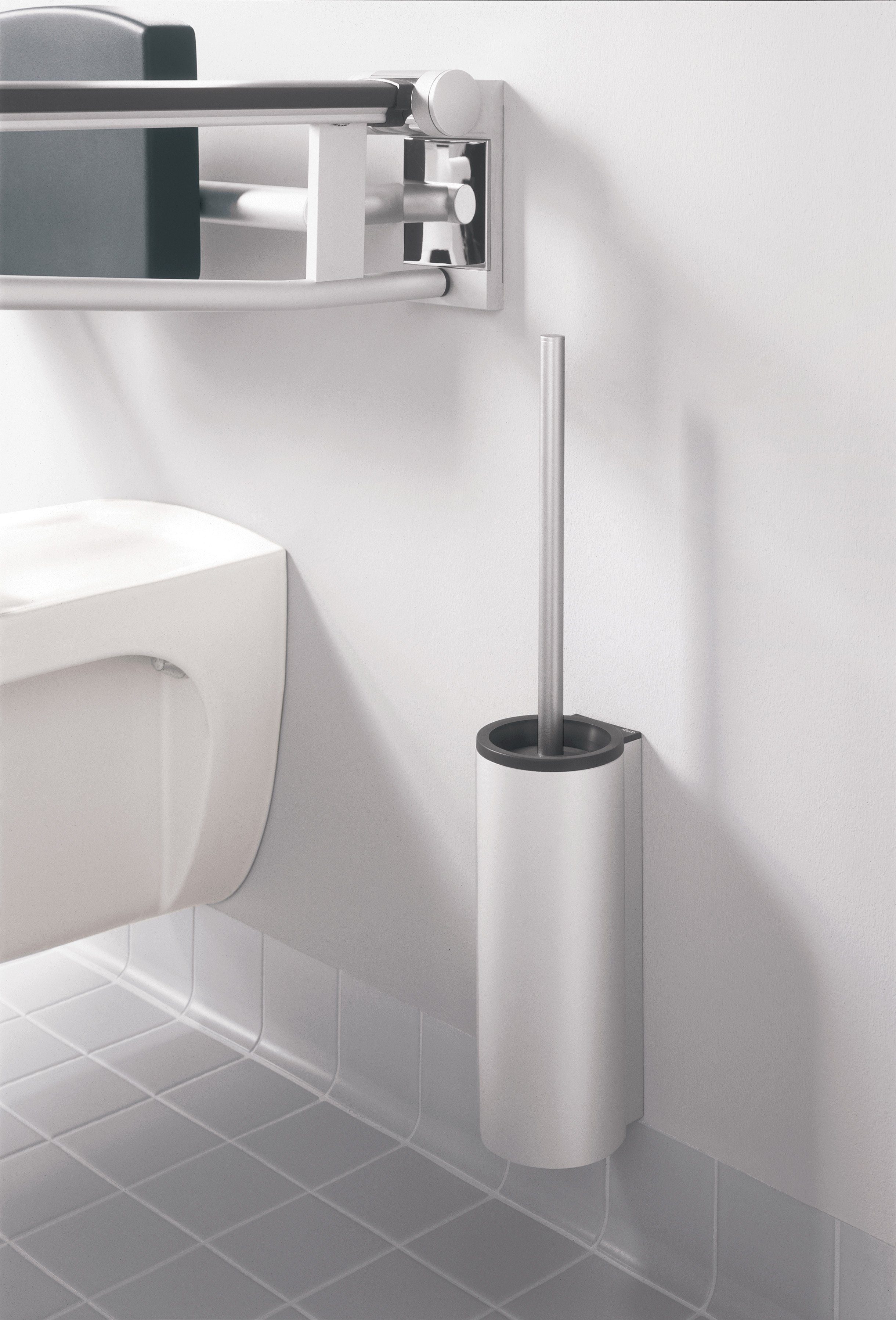 Keuco WC-Reinigungsbürste Plan, (Vormontiert), Toilettenbürstengarnitur aus  Aluminium, WC-Bürste mit