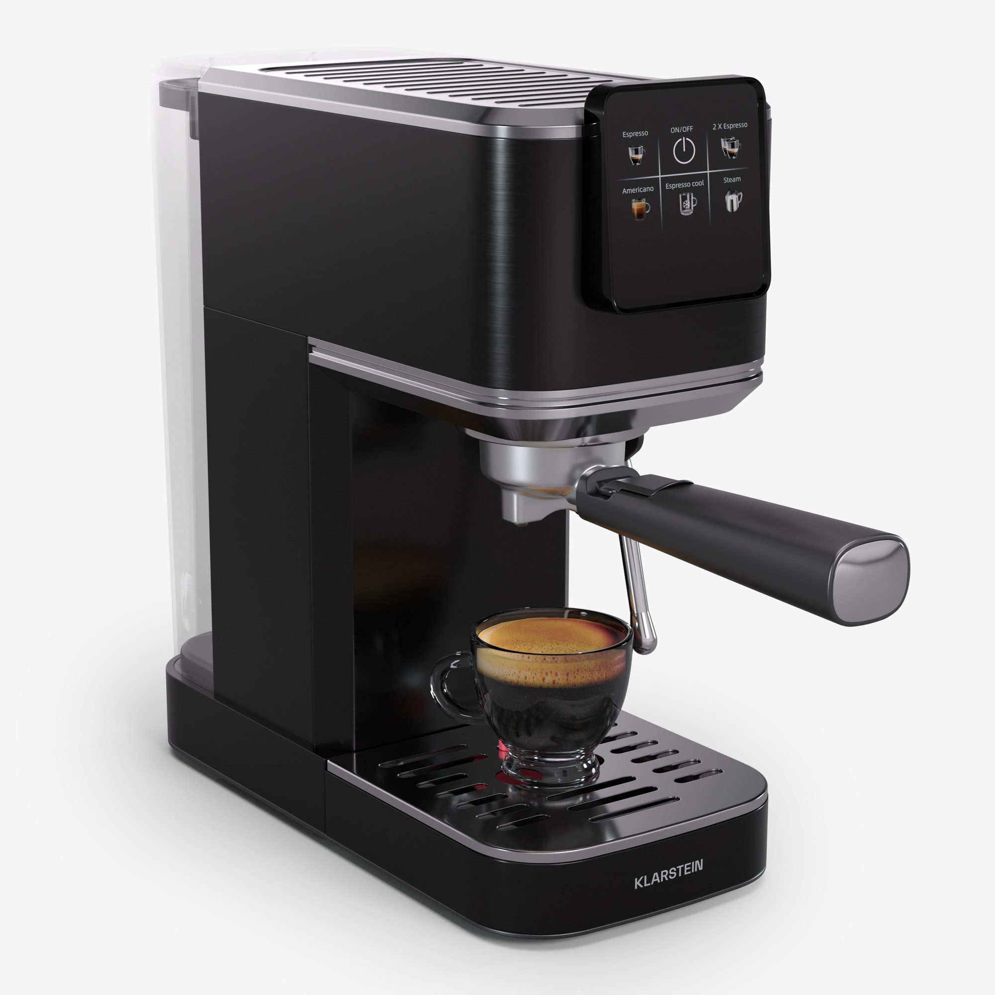 Klarstein Espressomaschine, Edelstahlfilter, Elektrisch 20 Bar Kaffemaschine Milchaufschäumer Touch