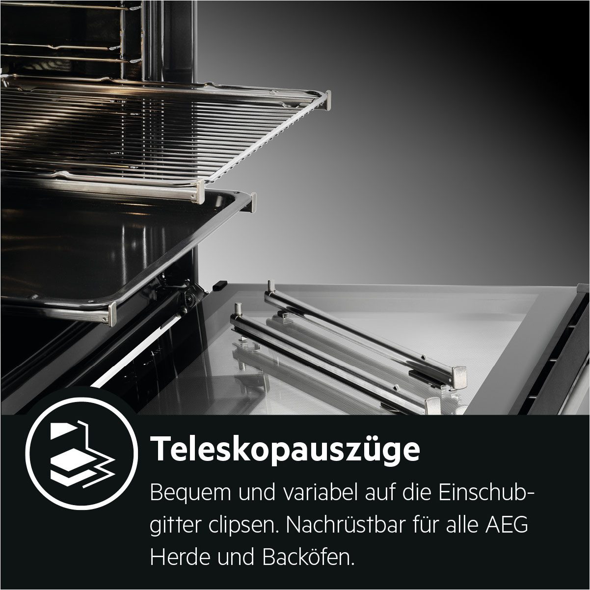 AEG Elektro-Standherd CCB50090BW, mit Backauszug, Umluft-Funktion: Für gleichmäßige Ergebnisse auf allen Einschubebenen
