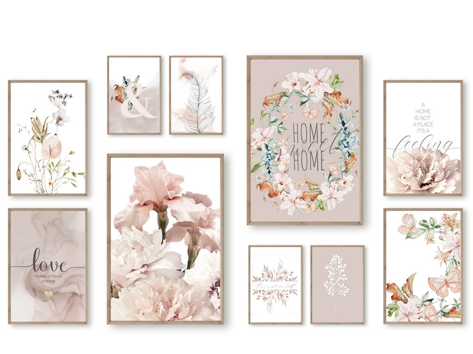 Poster Bilder Bilderset Bilderwand Set Wandbilder LOVE - HOME IS A FEELING