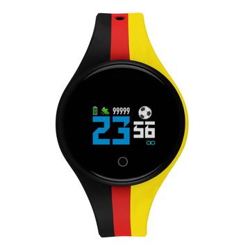 XLYNE EuroChamp Smartwatch (1,0 Zoll) Fan Watch mit Deutschland Armband, bis 14 Tage ohne Nachladen, sportlicher Fitnessracker mit 3 Silikonarmbändern, IP68 wasserdicht