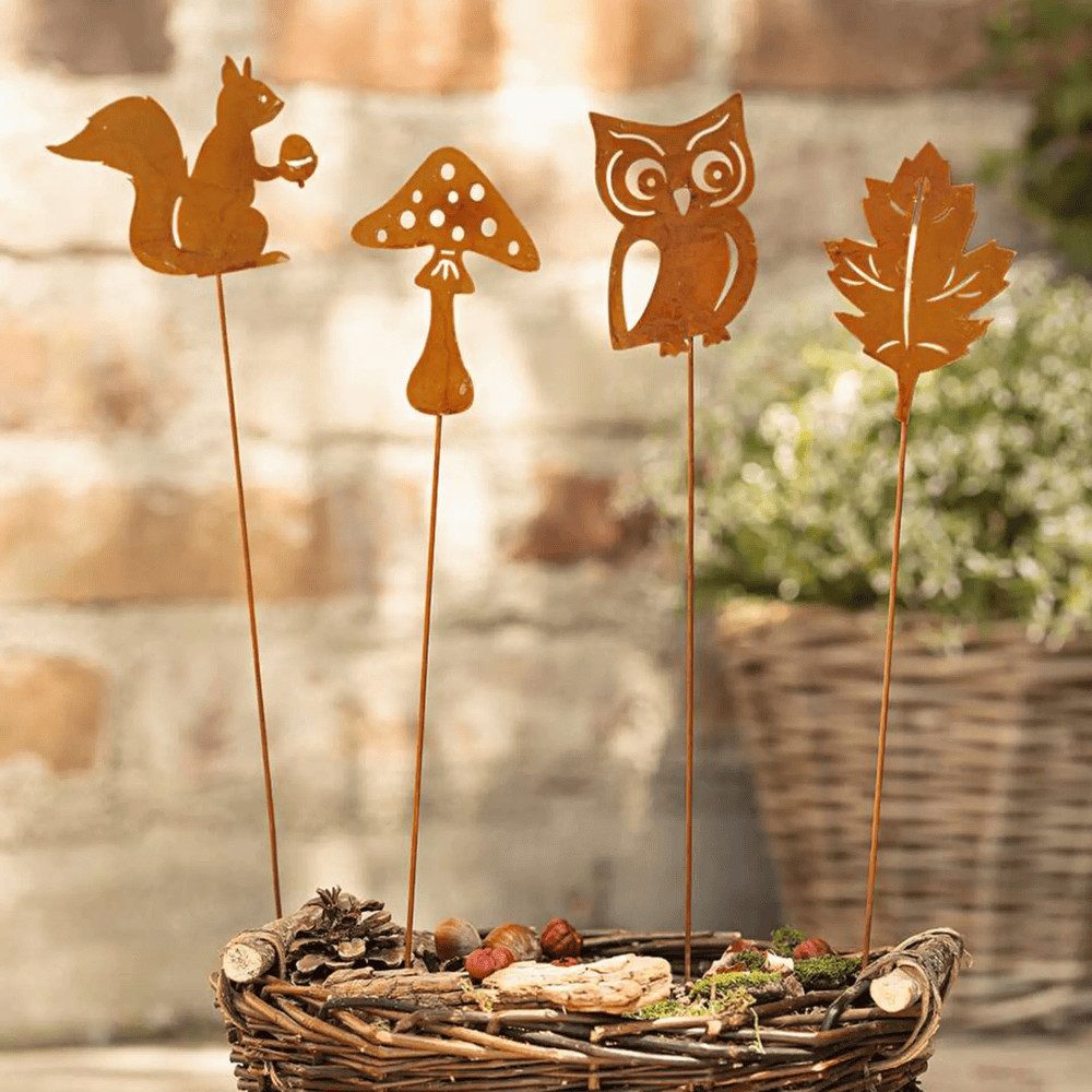 Home-trends24.de Gartenstecker Pilz Blatt Eule Rost günstig online kaufen