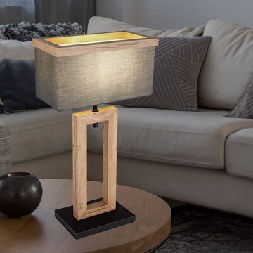 etc-shop LED Tischleuchte, Leuchtmittel nicht inklusive, Nachttischlampe Holzfuß Tischleuchte Landhausstil Tischlampe