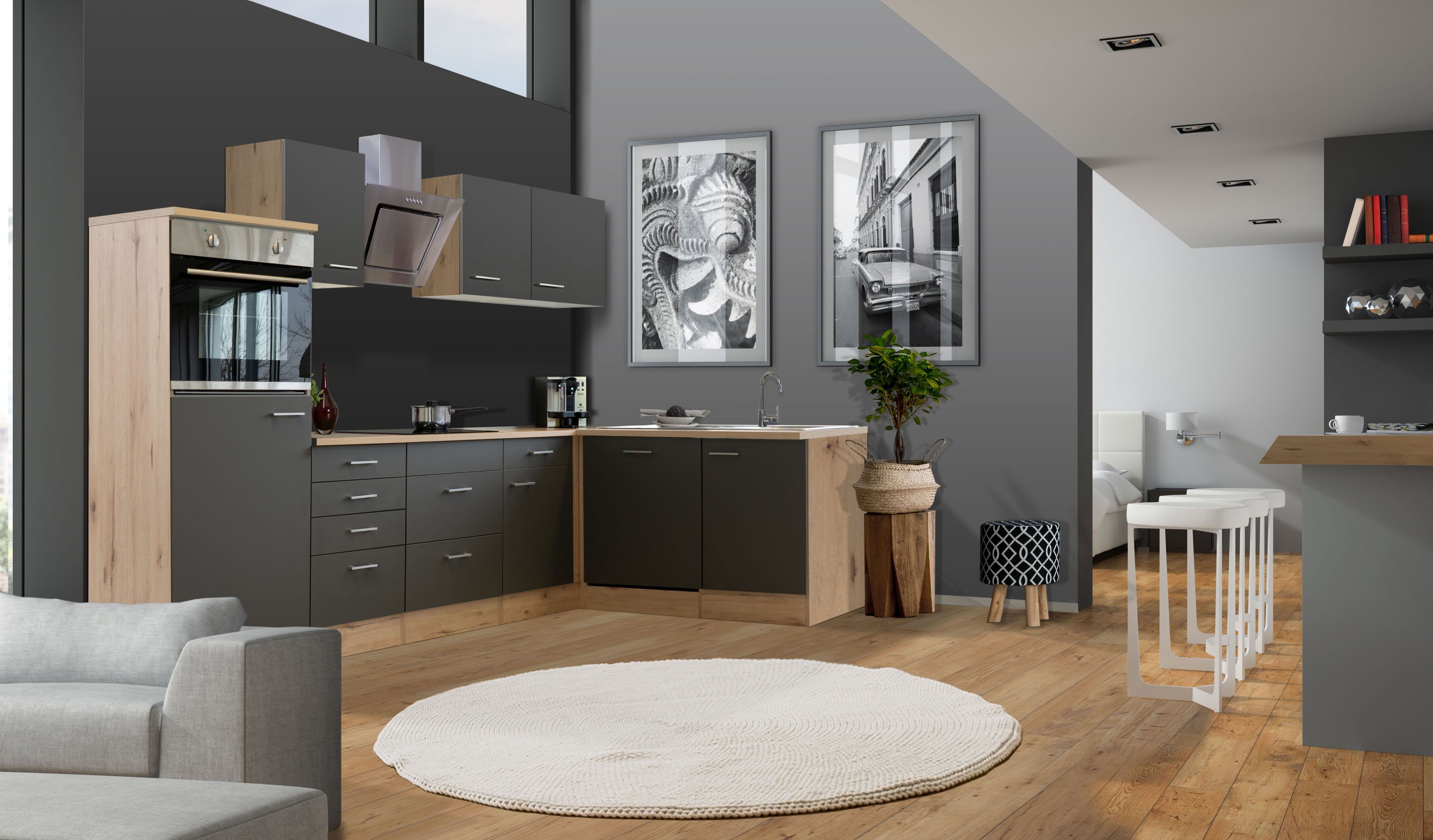 Flex-Well Küchenzeile Morena, wahlweise mit E-Geräten, Gesamtbreite 280x170 cm