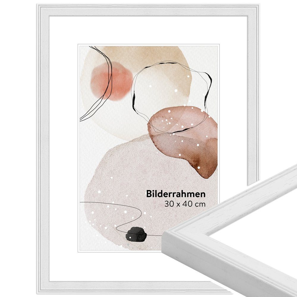 WANDStyle Bilderrahmen H320, Weiß, aus Massivholz im Stil Klassisch