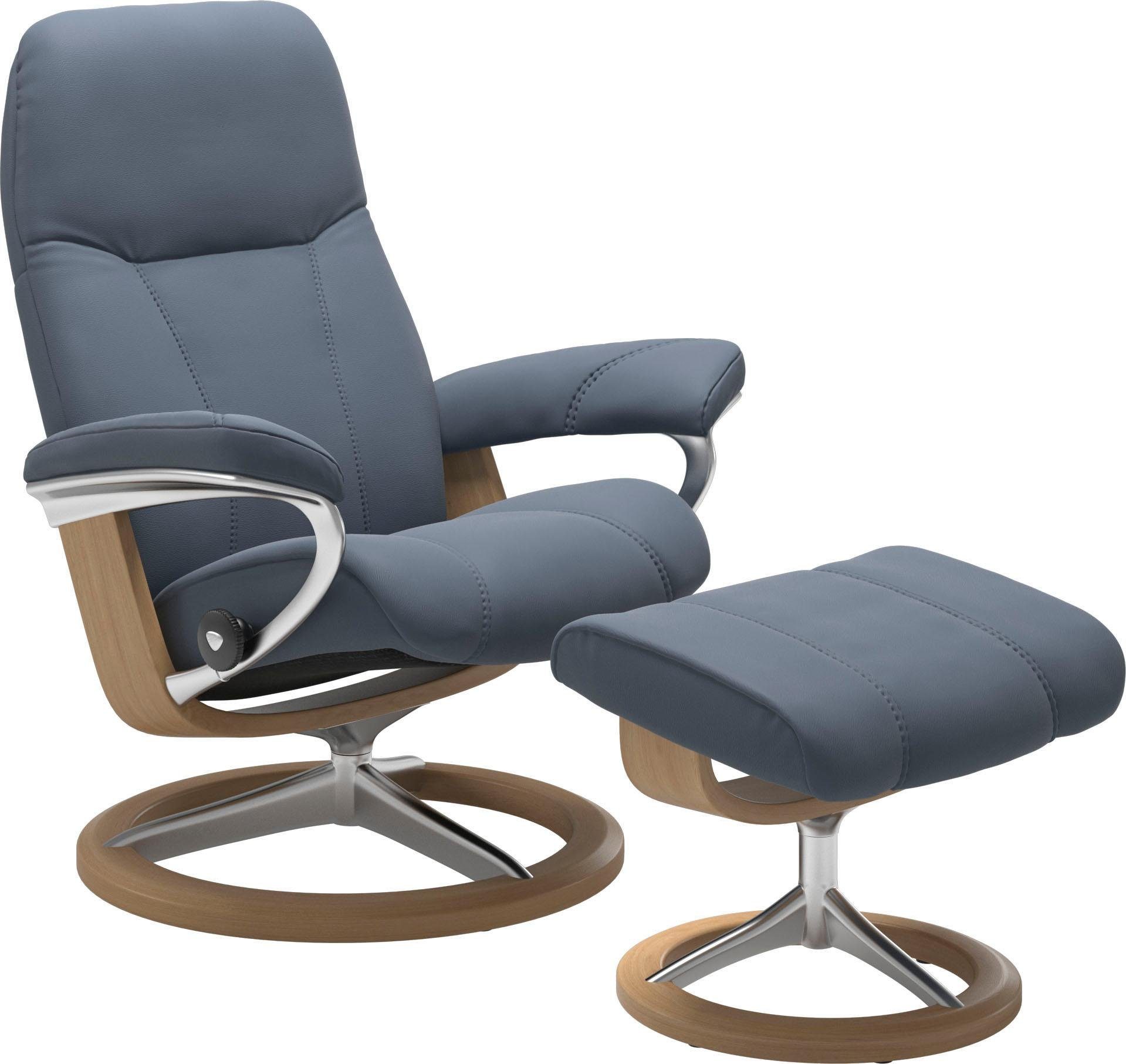 Stressless® Relaxsessel Consul (Set, Relaxsessel mit Hocker), mit Hocker, mit Signature Base, Größe L, Gestell Eiche