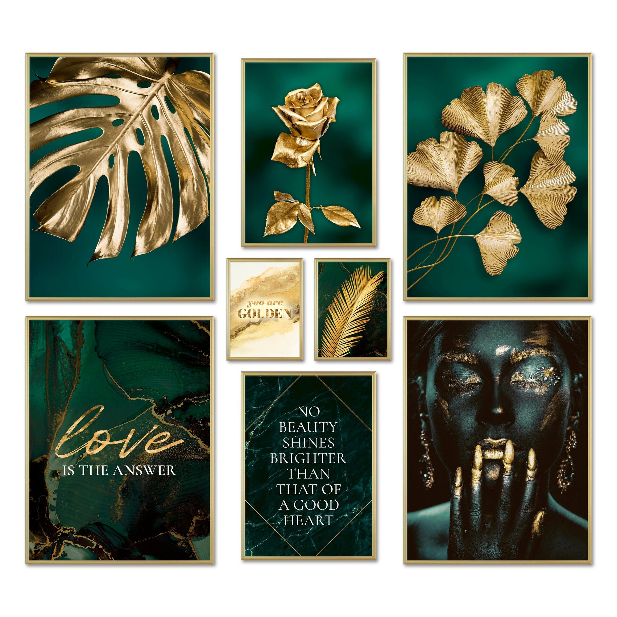 ARTFAVES Bilder-Collage Poster Set - GOLDEN LEAVES I Pflanzen Wandbilder Gr günstig online kaufen