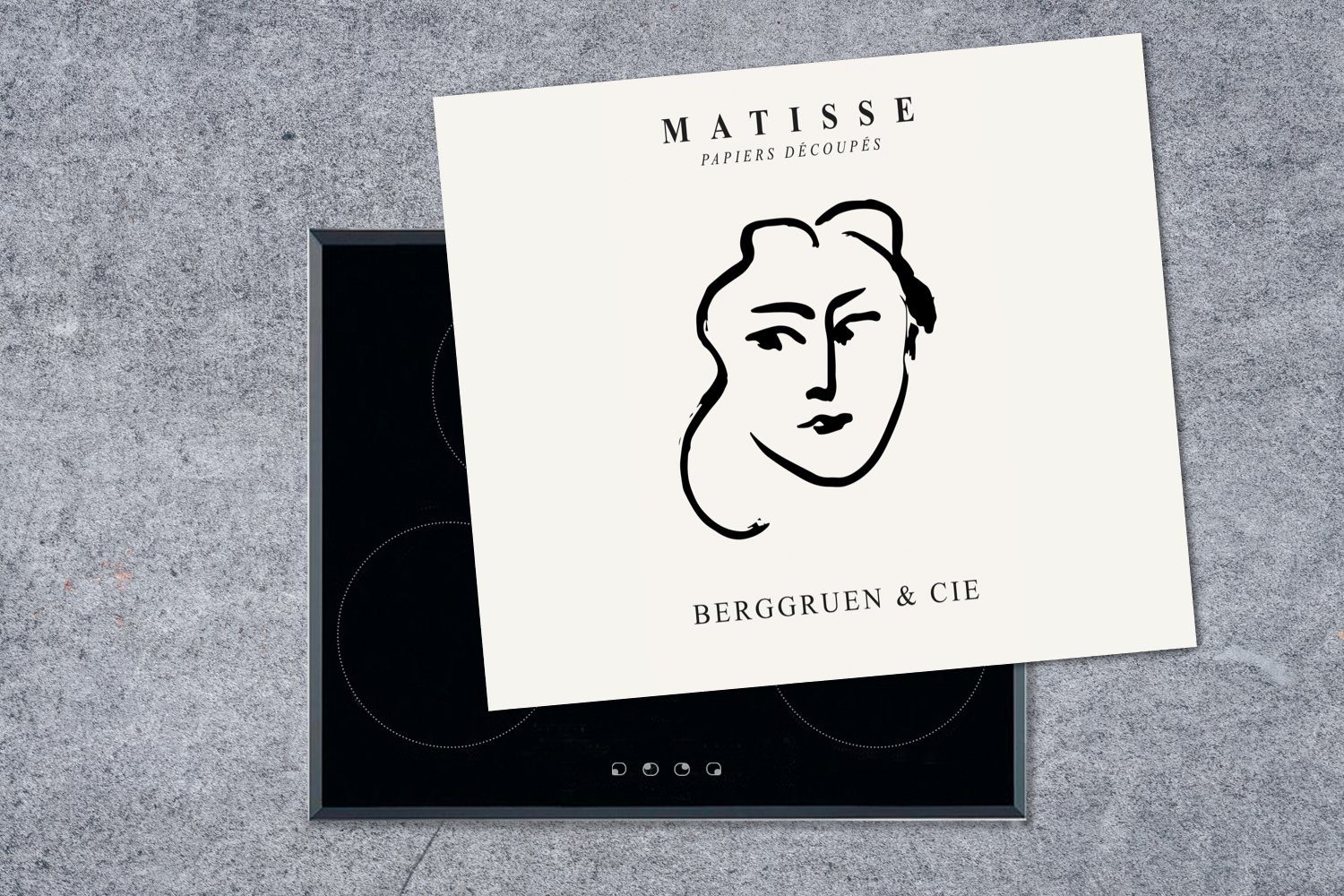 Frau Meister, Alte - 60x52 Arbeitsfläche tlg), MuchoWow Herdblende-/Abdeckplatte (1 - Mobile Henri Ceranfeldabdeckung cm, - nutzbar, Vinyl, Abstrakt Matisse