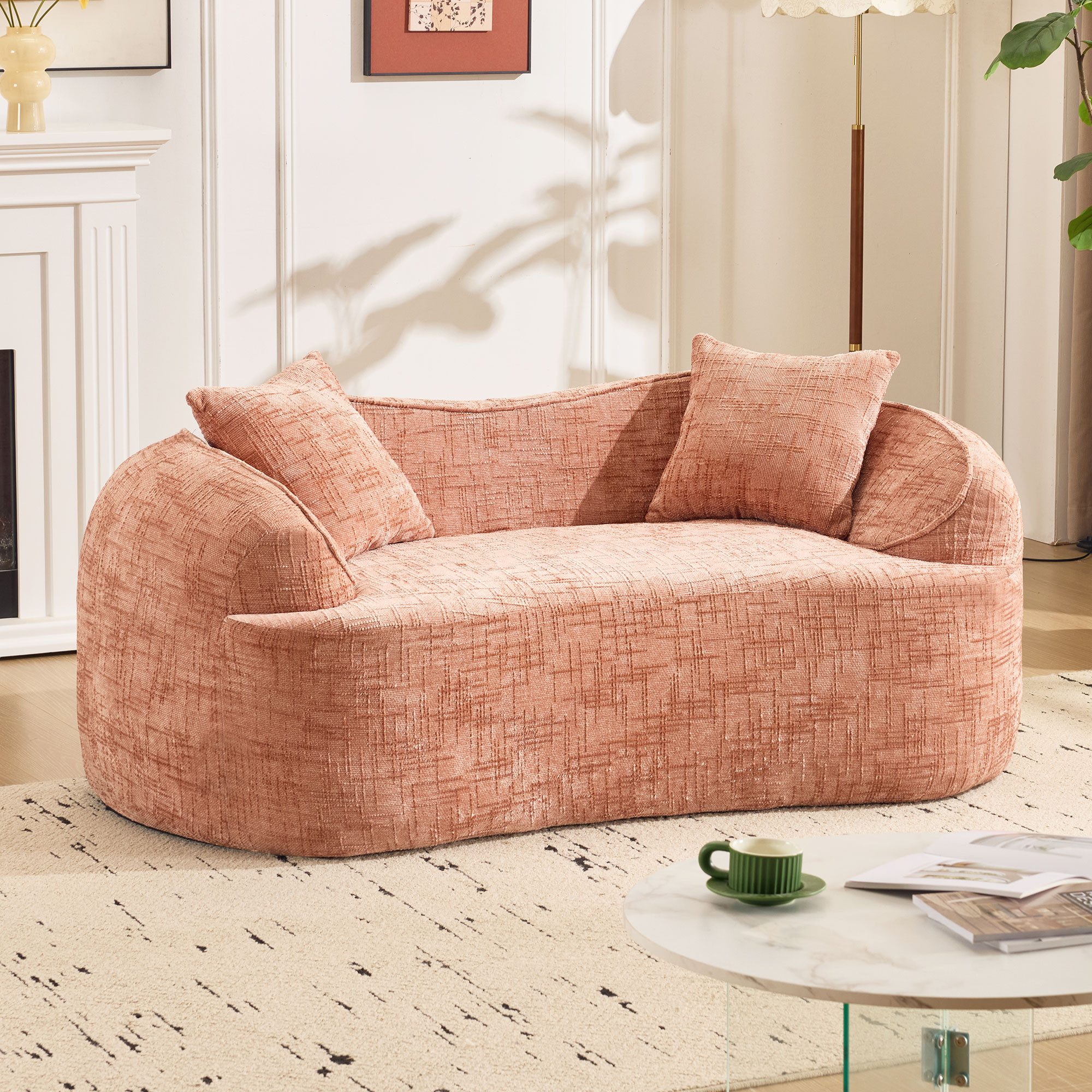 MODFU Sofa Ecksofa Küchensofa Loungesofa, Gebogenes Zweisitzer-Sofa mit ...