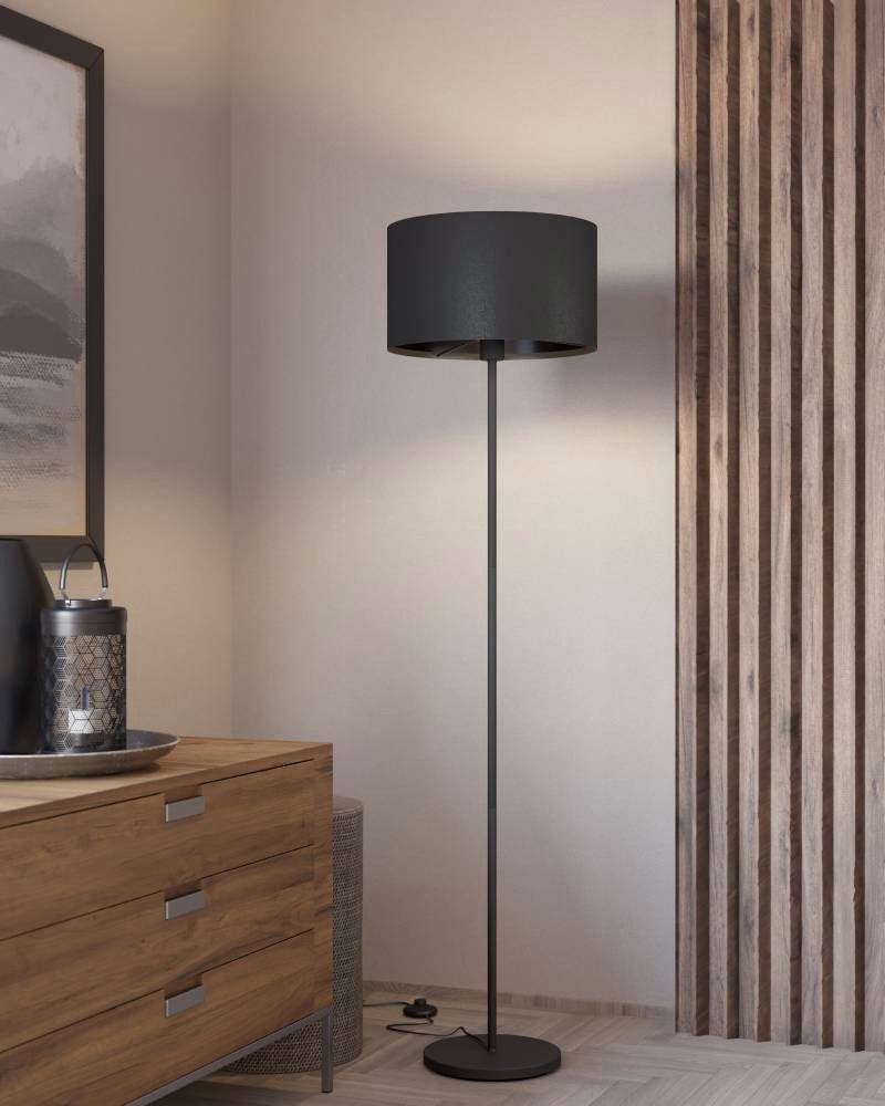 Stehleuchte Maserlo, schwarz, Höhe 151 cm, Stoff/Stahl günstig online kaufen