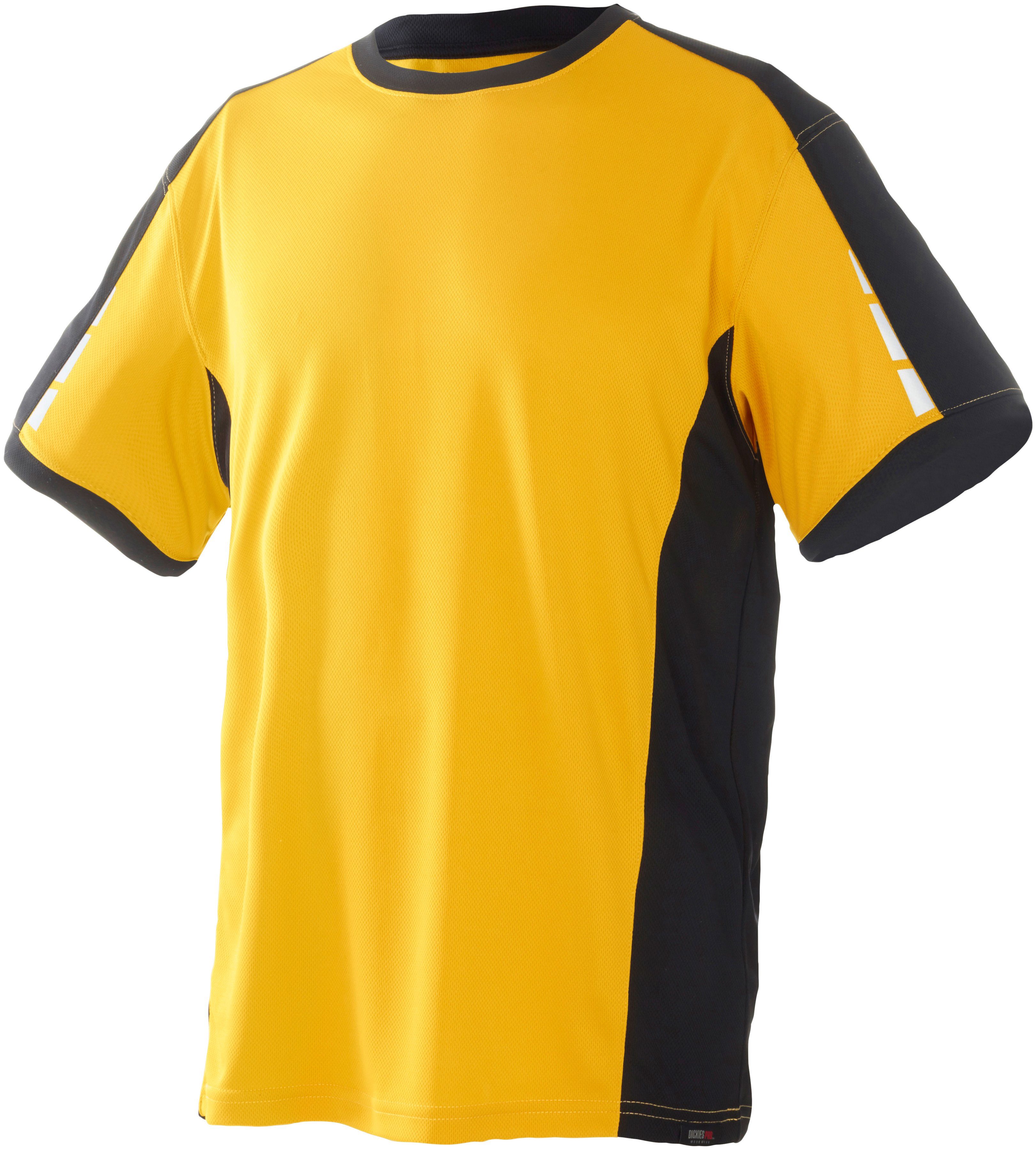an Details Ärmeln Dickies den reflektierenden mit gelb-schwarz T-Shirt Pro