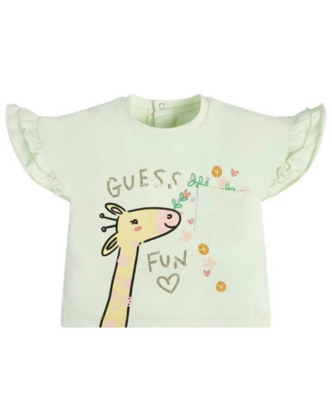 Guess Kids T-Shirt Baby T-Shirt Mädchen grün Tiermotiv Rüschen