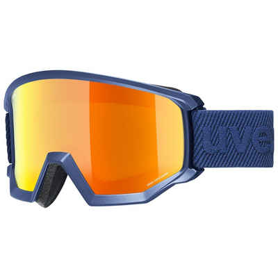 Uvex Skibrille, (1-St), uvex Unisex – Erwachsene, athletic CV Skibrille kontrastverstärkend navy matt/orange-green