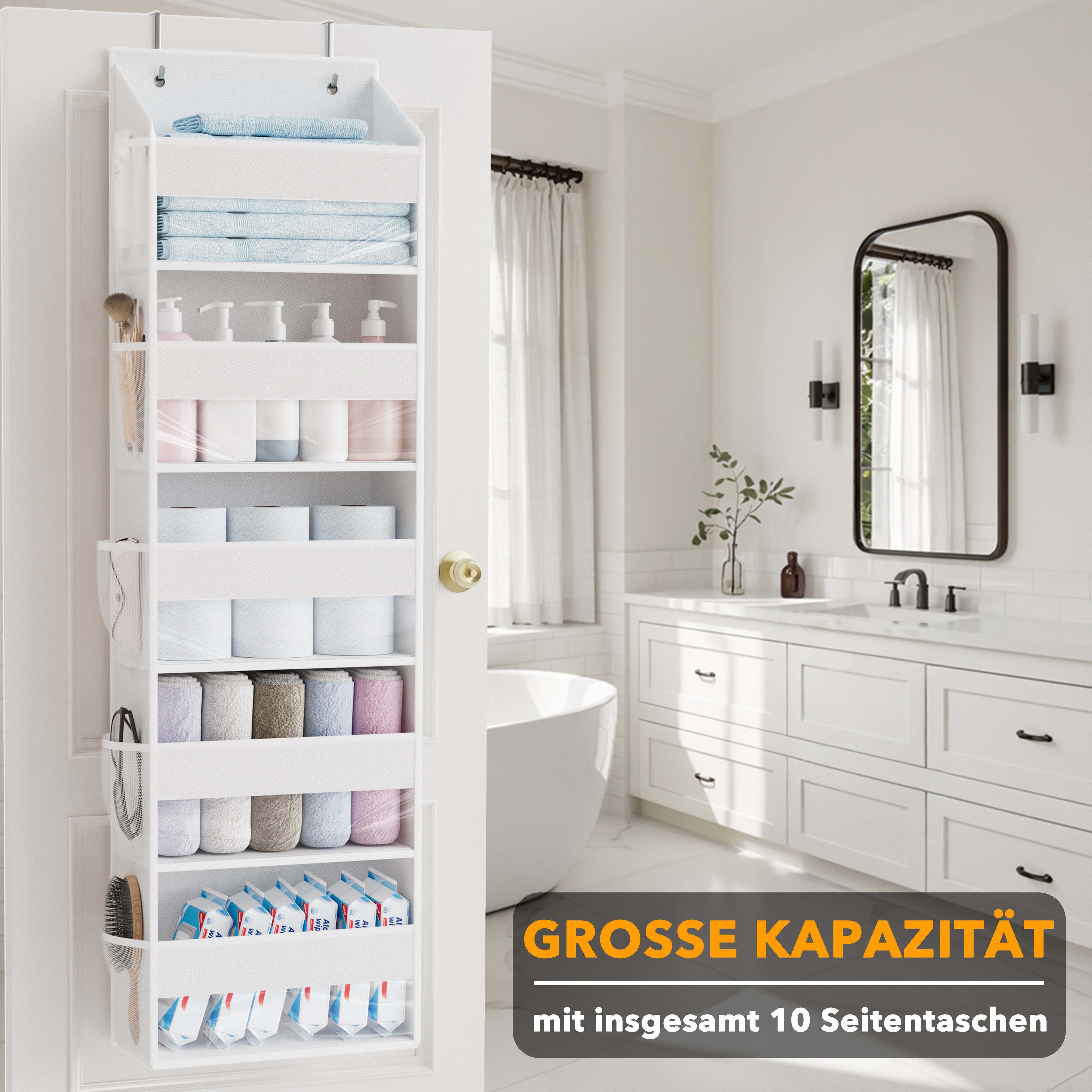SpaceAid Hängeregal Organizer, Tür-Organizer mit 5 großen Fächern, 10 Mesh-Seitentaschen und klaren Fenstern, für Schlafzimmer, Badezimmer
