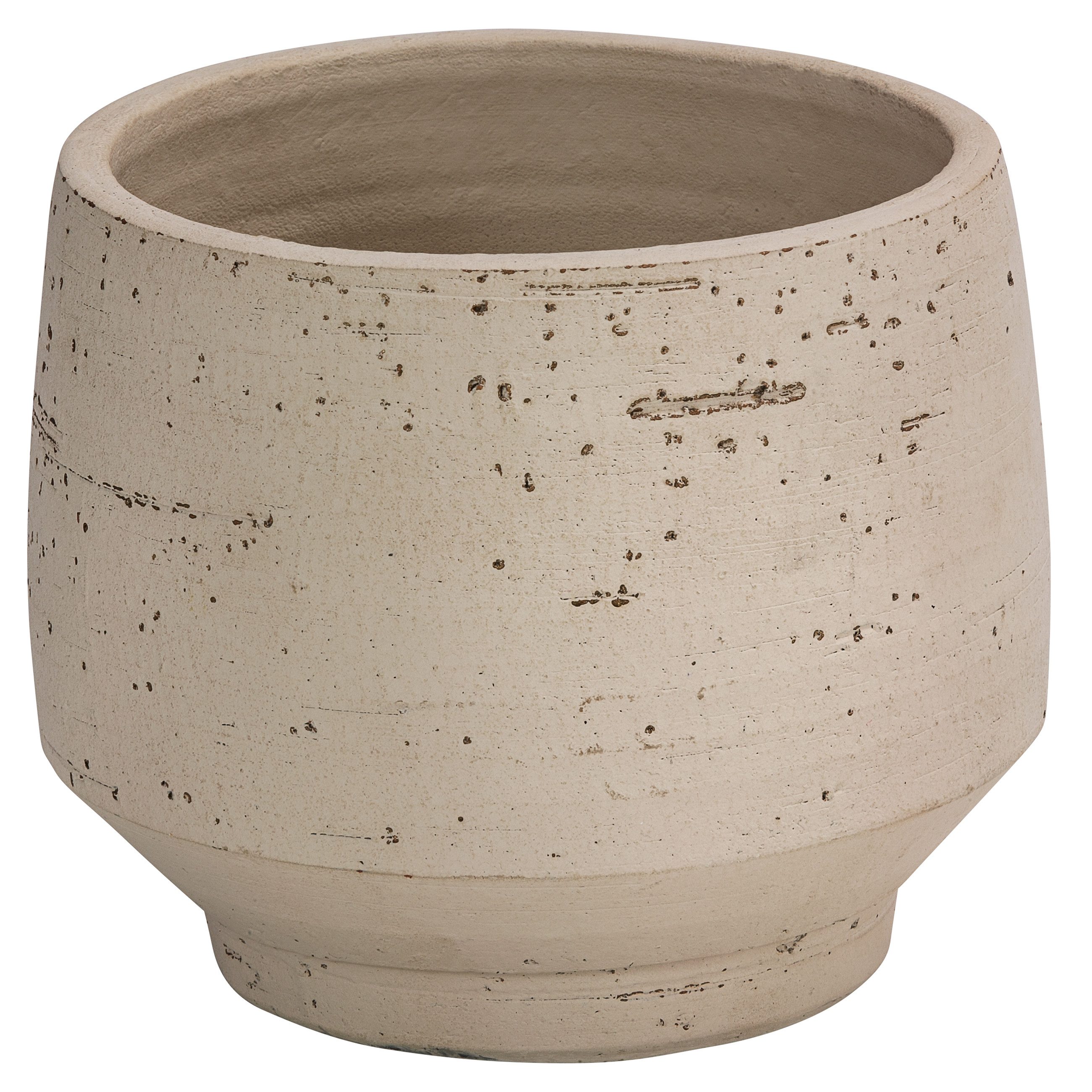 Dehner Übertopf Felix, rund, Keramik matt, Farbe creme, handgefertigter Indoor Blumentopf in modernem, schlichten Design