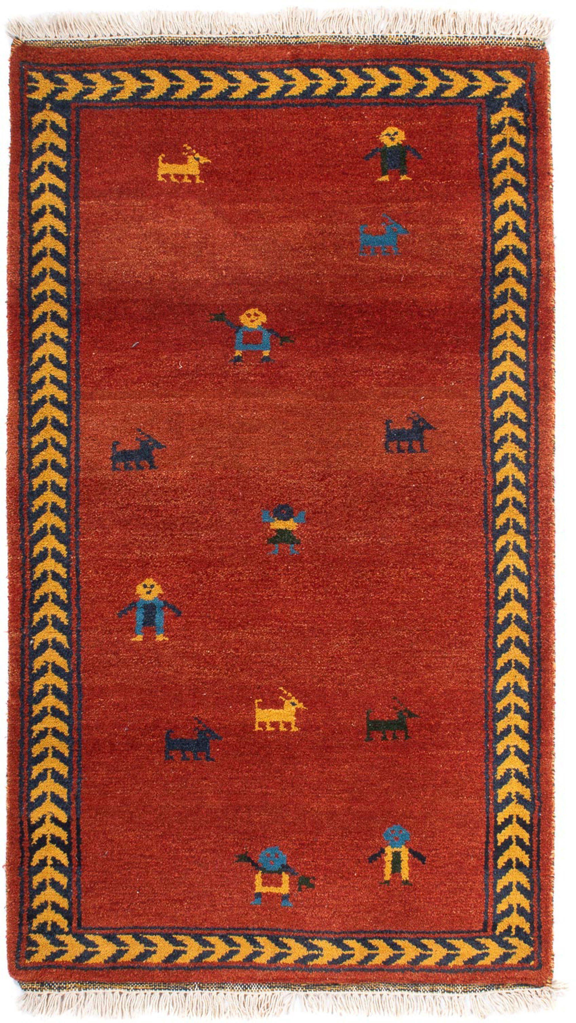 18 137 Indus x mm, - dunkelrot, Wohnzimmer, - rechteckig, Höhe: Zertifikat - Wollteppich Handgeknüpft, Einzelstück 73 cm Gabbeh mit morgenland,