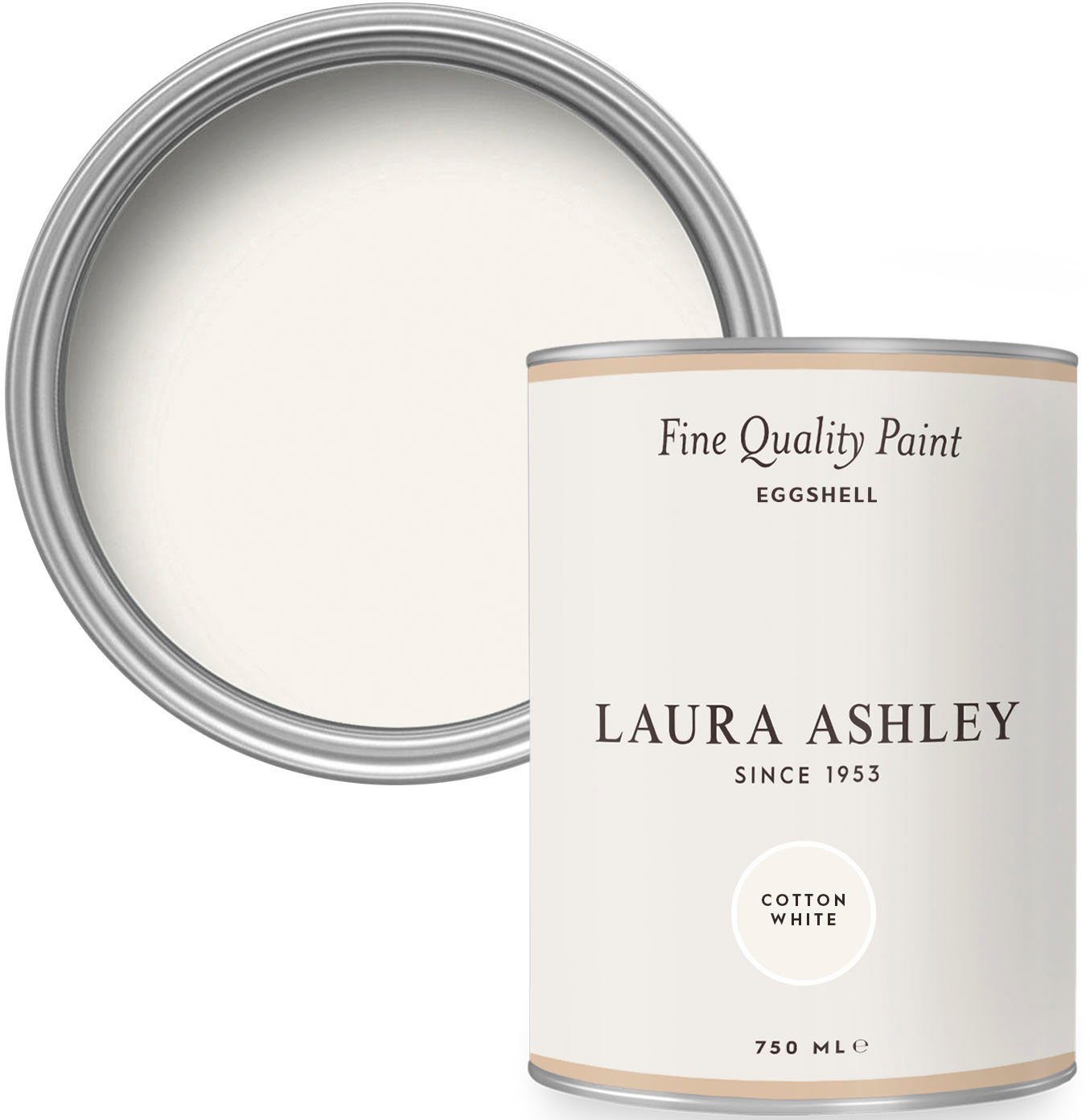 LAURA ASHLEY Lack Eggshell, Low VOC (Nachhaltig), 750 ml cotton white