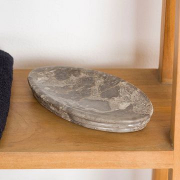 wohnfreuden Seifenschale Marmor Schale oval grau, Breite: 17 cm, 54499