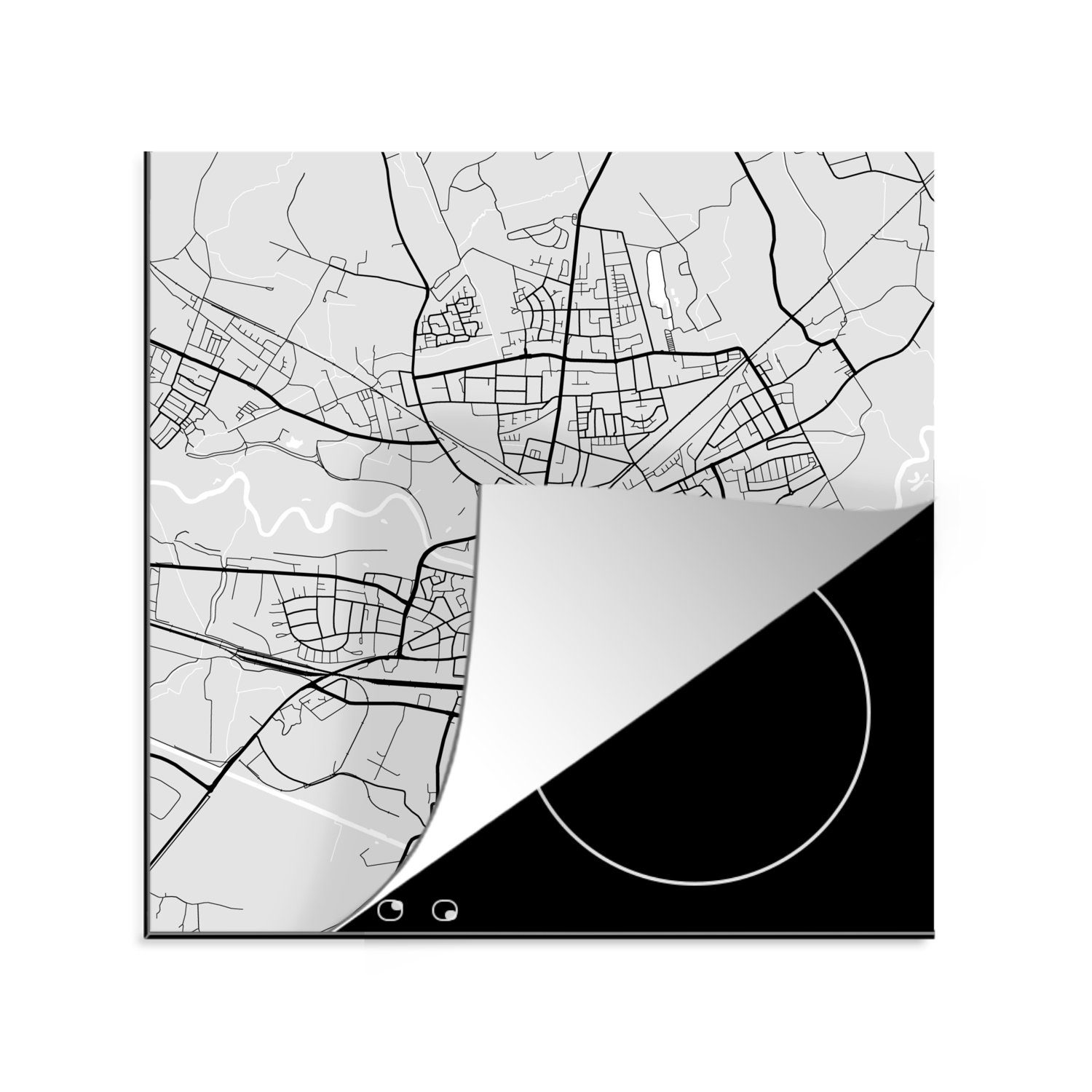 - Stadtplan - MuchoWow Karte - 78x78 Herdblende-/Abdeckplatte cm, für Lünen Karte, Arbeitsplatte Vinyl, tlg), küche Deutschland - Ceranfeldabdeckung, (1