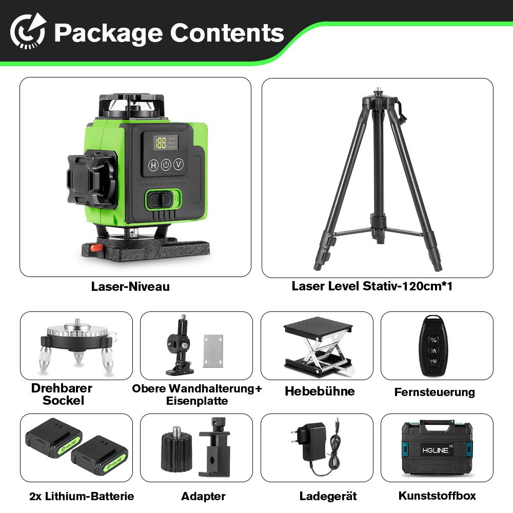 ONEVAN Laserwasserwaage 4D 16 Linien 360° günstig online kaufen