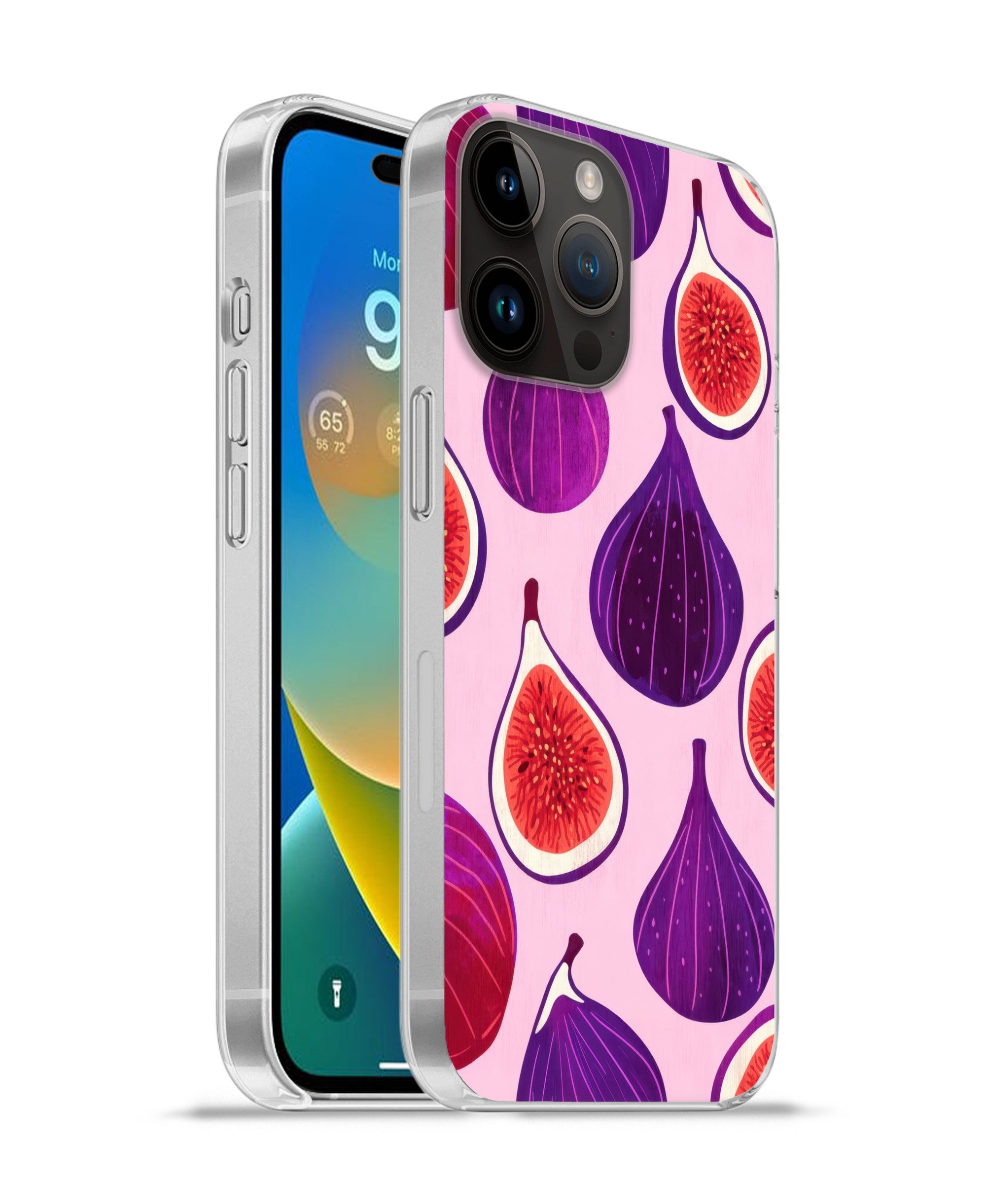 MuchoWow Handyhülle für Apple iPhone 14 Pro Max Feigen - Rosa - Lila, Smartphone-Bumper, Print, Handy Schutzhülle Dünn