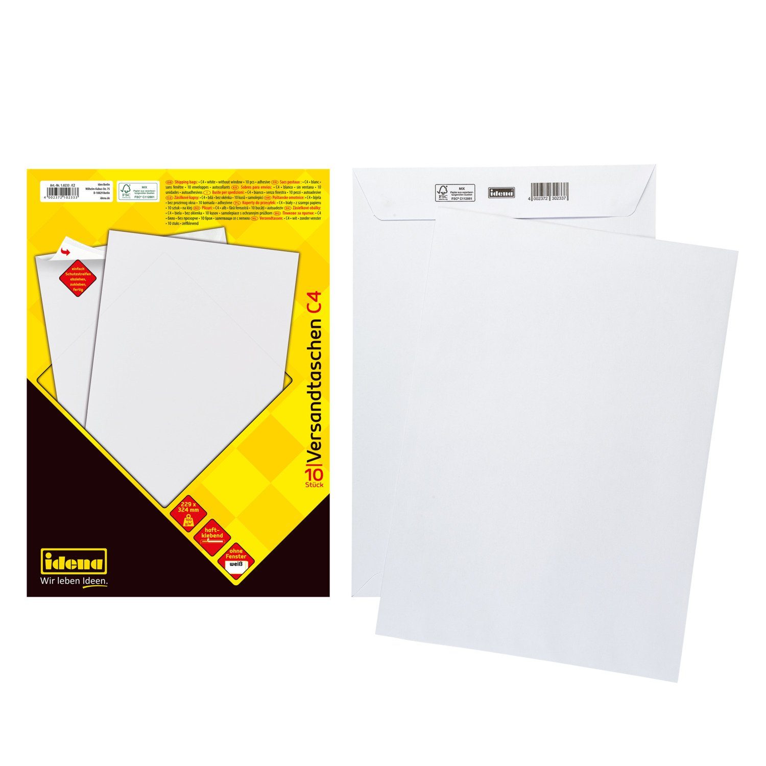 Idena Versandtasche Idena VT C4 weiß 100g 10er hk o.F. FSC-Mix