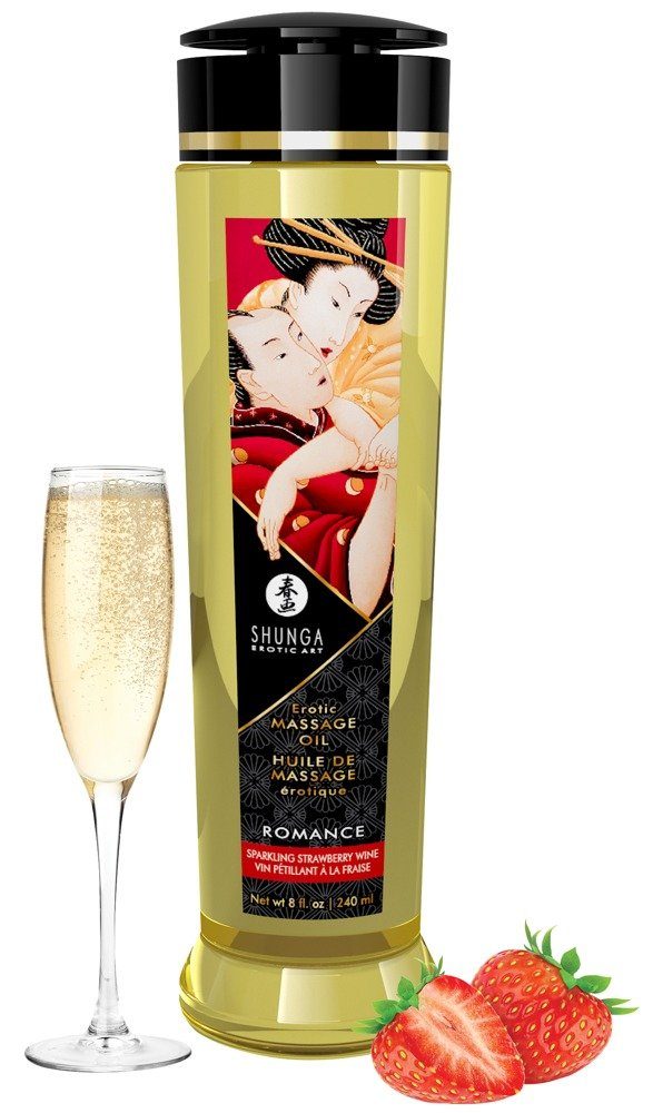 SHUNGA Massageöl Shunga - Massage Oil Romance Strawberries & Champagne 240 ml, für sinnliche Massagen