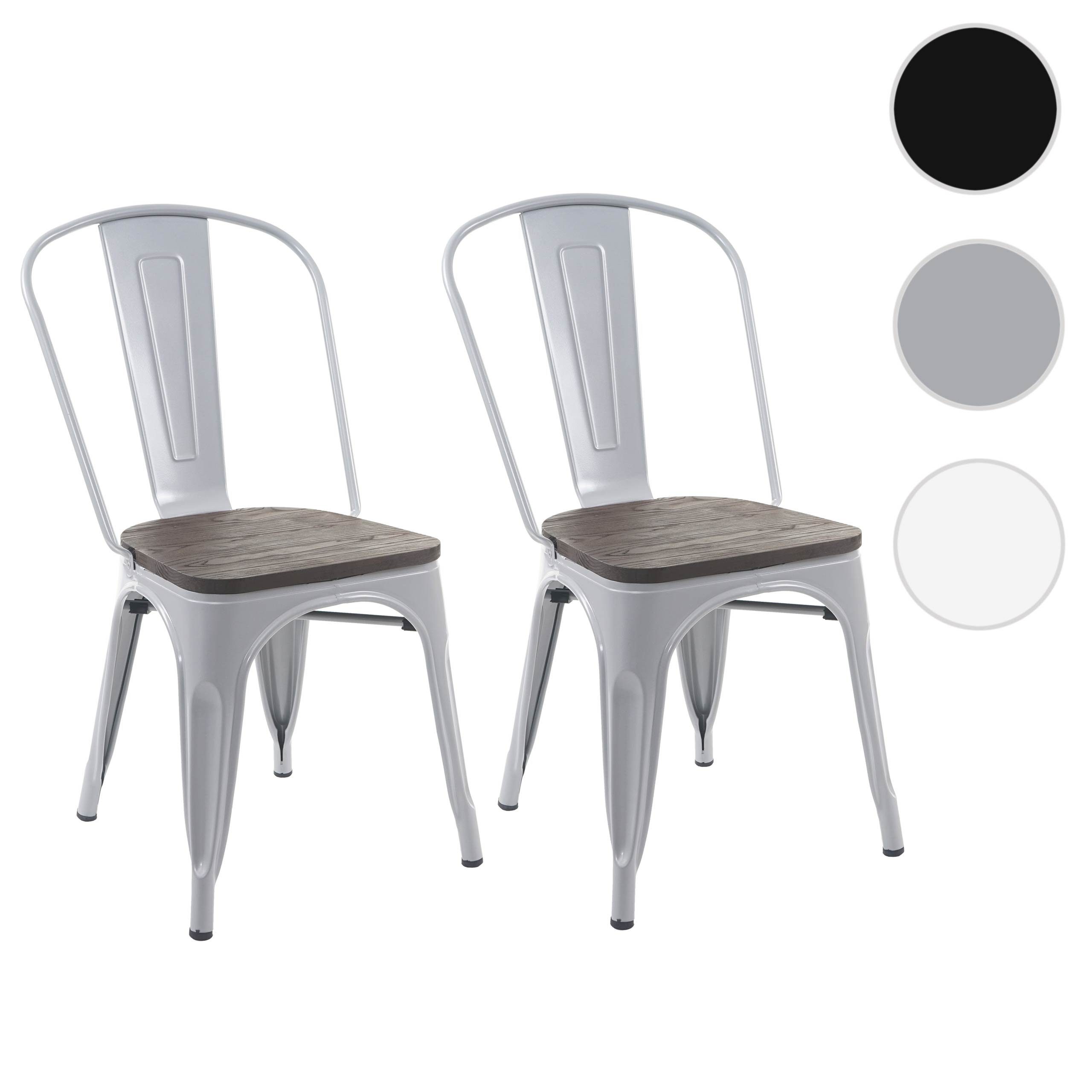 pro grau mit Bistrostuhl Stuhl: (Set, MCW St), 2er-Set, Stapelbar, 120kg Holzsitzfläche, MCW-A73-Ho-2 Belastbarkeit 2