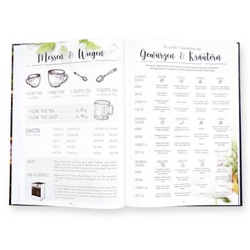 Kreative Feder Notizbuch Rezeptbuch "Meine liebsten Rezepte", DIY Kochbuch für eigene Rezepte Hardcover DIN A4