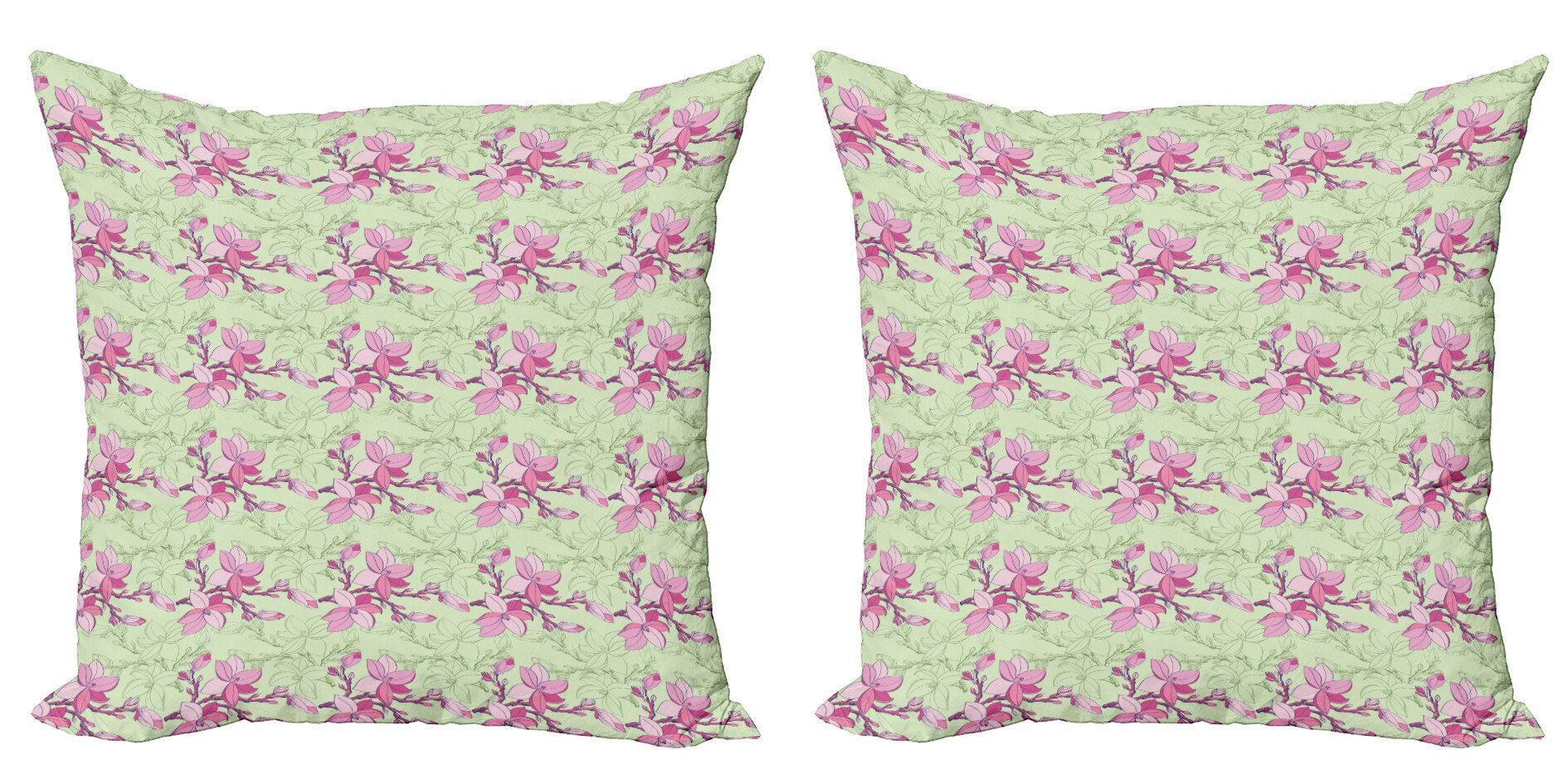 Kissenbezüge Modern Accent Doppelseitiger Digitaldruck, (2 Abakuhaus Blumen-Silhouetten Blumen Stück), Pinkish