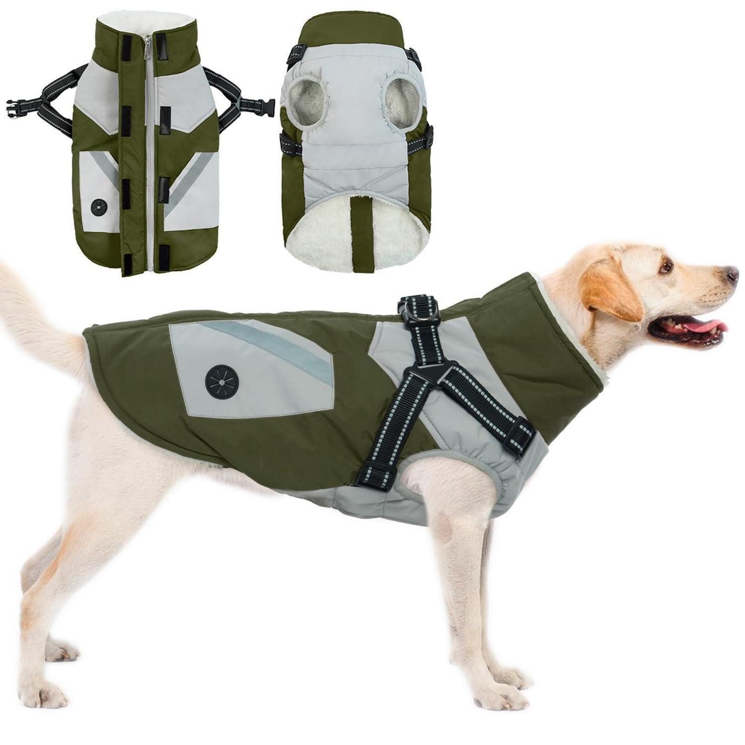 LuxusKollektion Hundemantel Hundemantel Winterjacke Armeegrün M