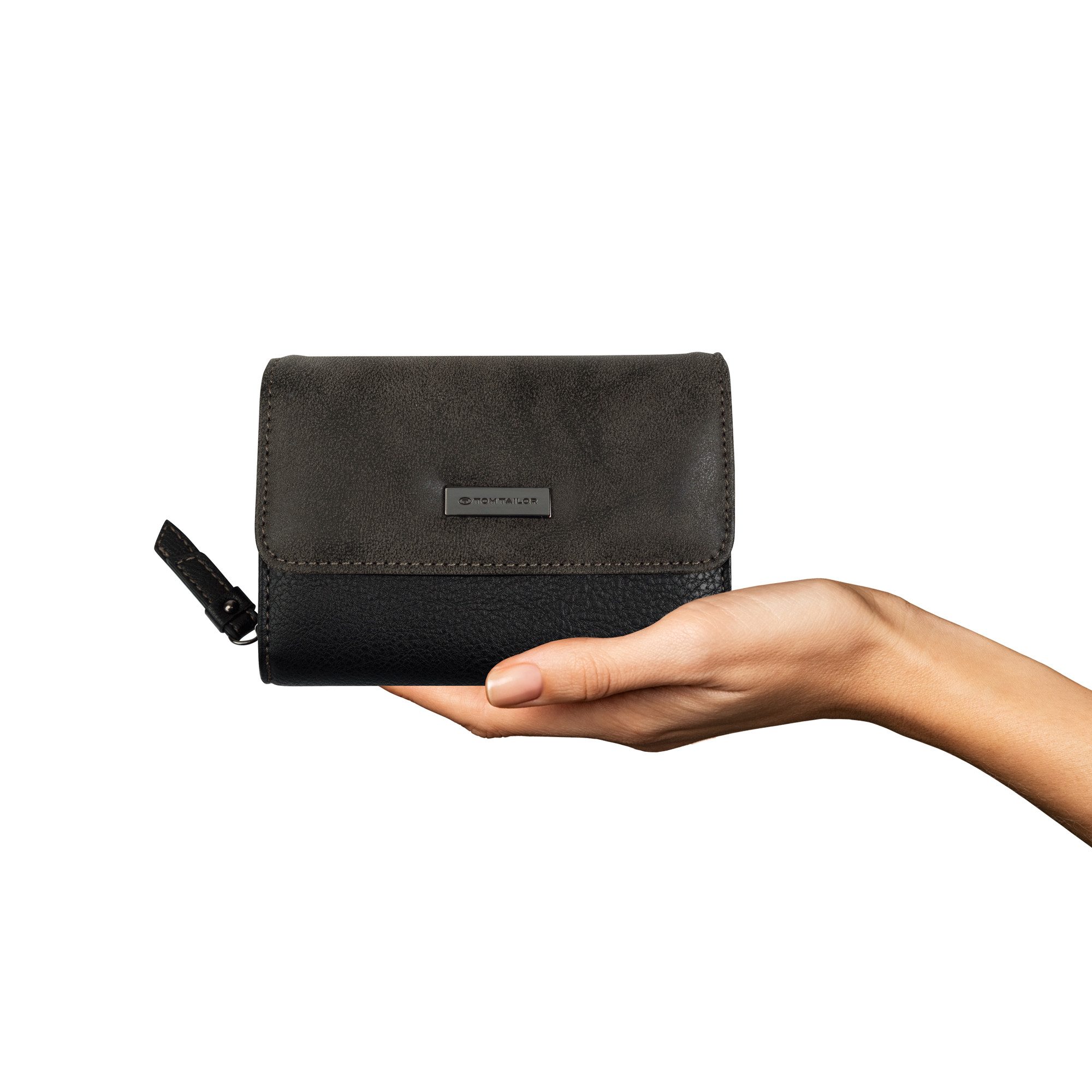 TOM TAILOR Geldbörse Elin, harmonischer Materialmix mit leicht kontrastfarbener Steppung