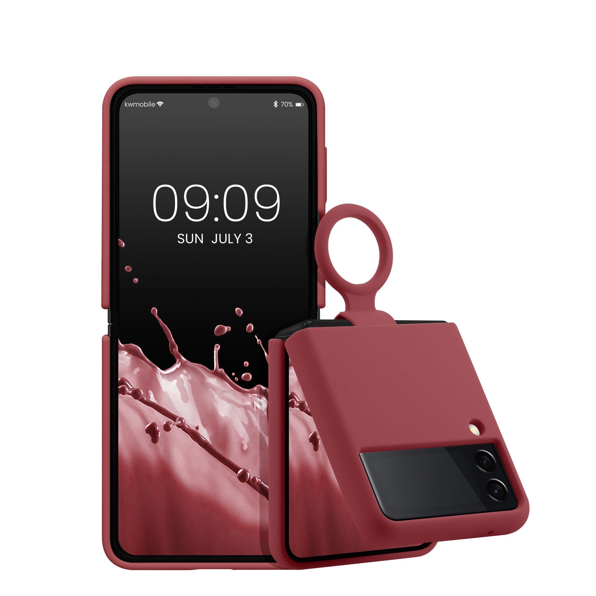 kwmobile Handyhülle Flip Soft Case für Samsung Galaxy Z Flip 3 5G, Silikon Hülle für Foldable Handy - Handyhülle in Dark Rose