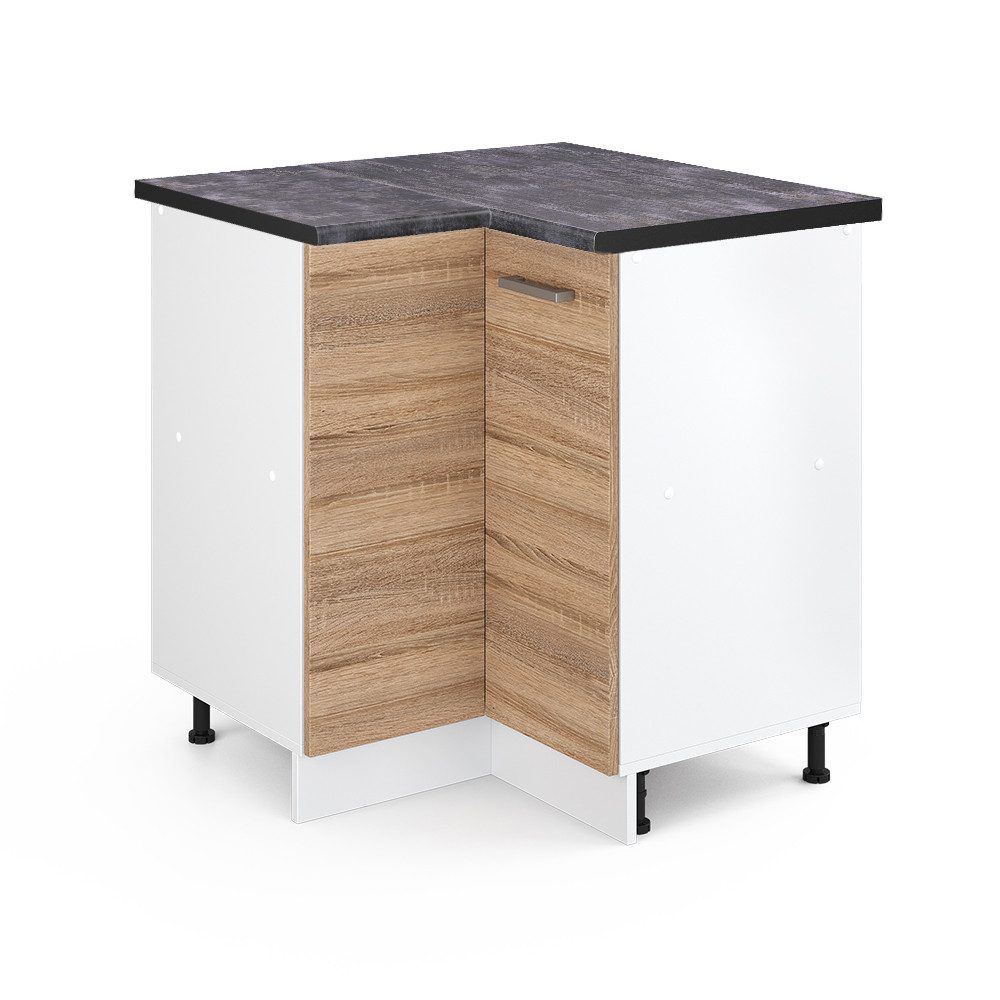 Vicco Eckunterschrank R-Line, Sonoma/Weiß, 75.6 cm, günstig online kaufen