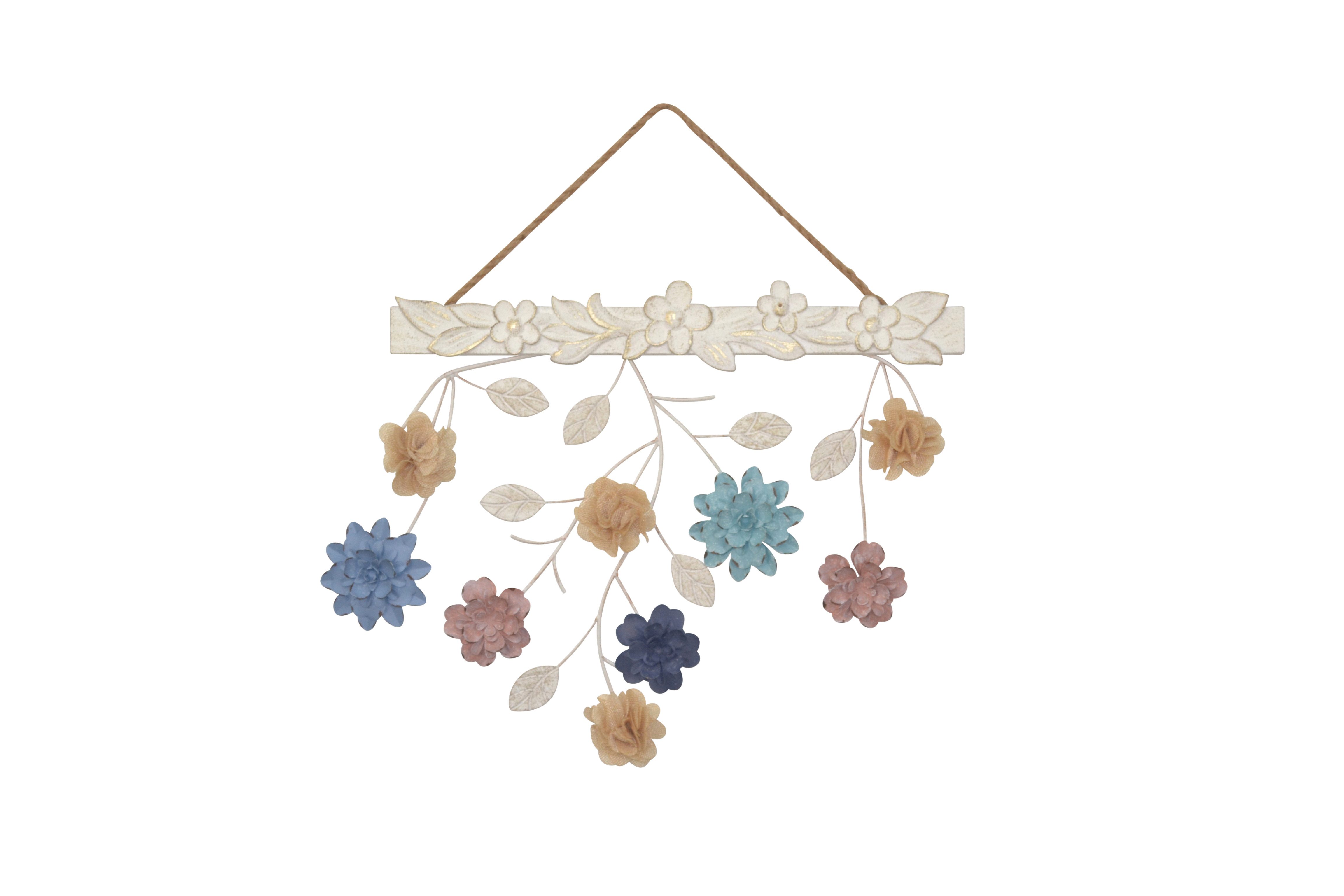 moebel-direkt-online Wanddekoobjekt Daniel der Kleine, MDF-Leiste mit Blumen-/Blättermotiven dekoriert, Metall-/Stoffblüten