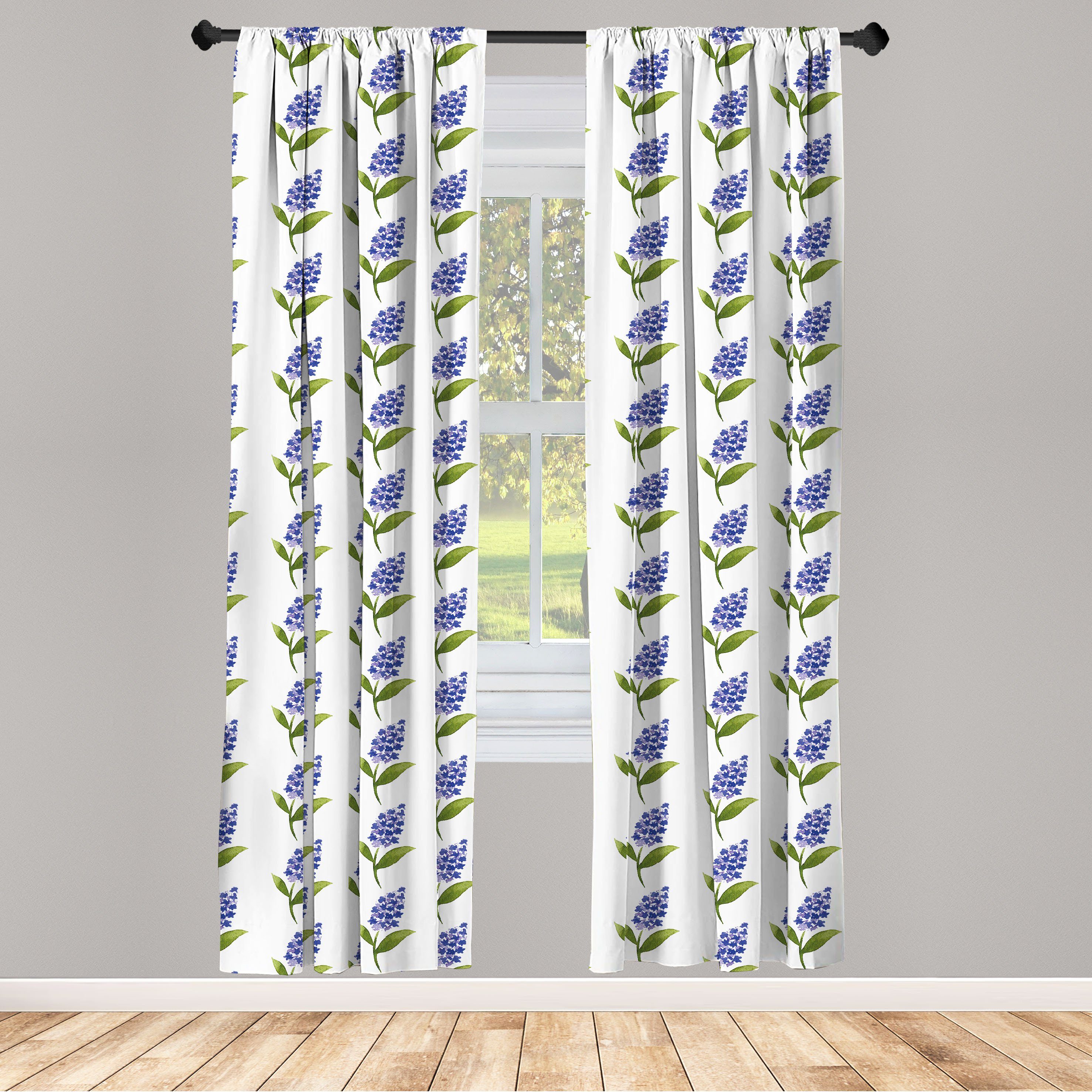 Gardine Vorhang für Wohnzimmer Schlafzimmer Dekor, Abakuhaus, Microfaser, Blume Aquarell Lila Muster