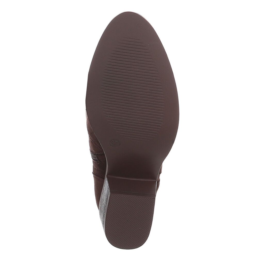 Ital-Design Moderne Damen-Stiefel mit Lochmuster und Blockabsatz Sommerboots (91154444) Blockabsatz Stiefel in Braun