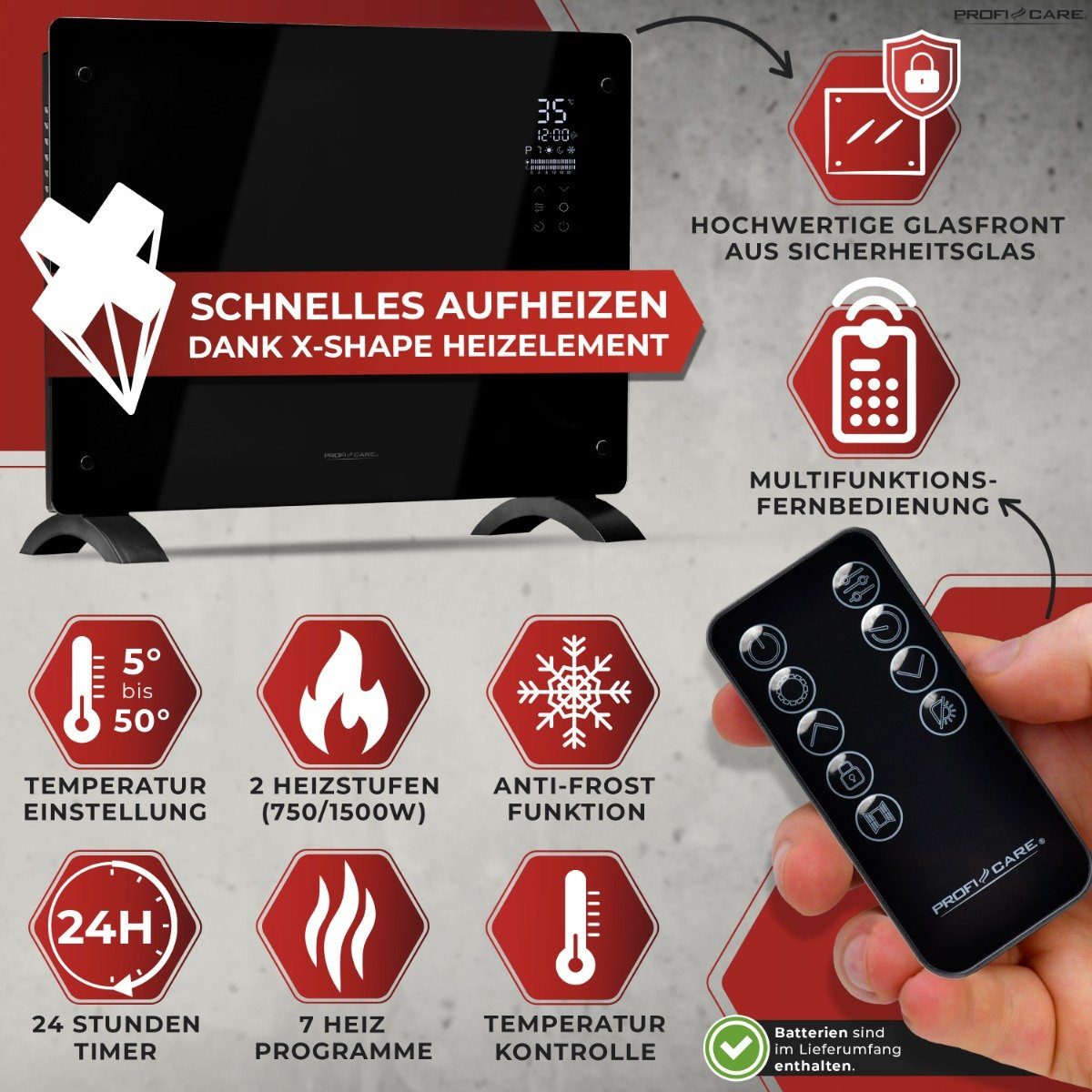 ProfiCare Konvektor PC-GKH 3118, mit Glasfront, einfache Wandmontage, 2 Hei günstig online kaufen