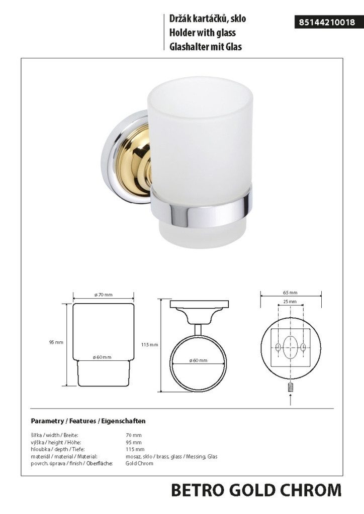 BRILLANTBAD® Zahnbürstenhalter BETRO GOLD Glashalter Messing Gold Chrom Glas Bad & Küche >> Bohren