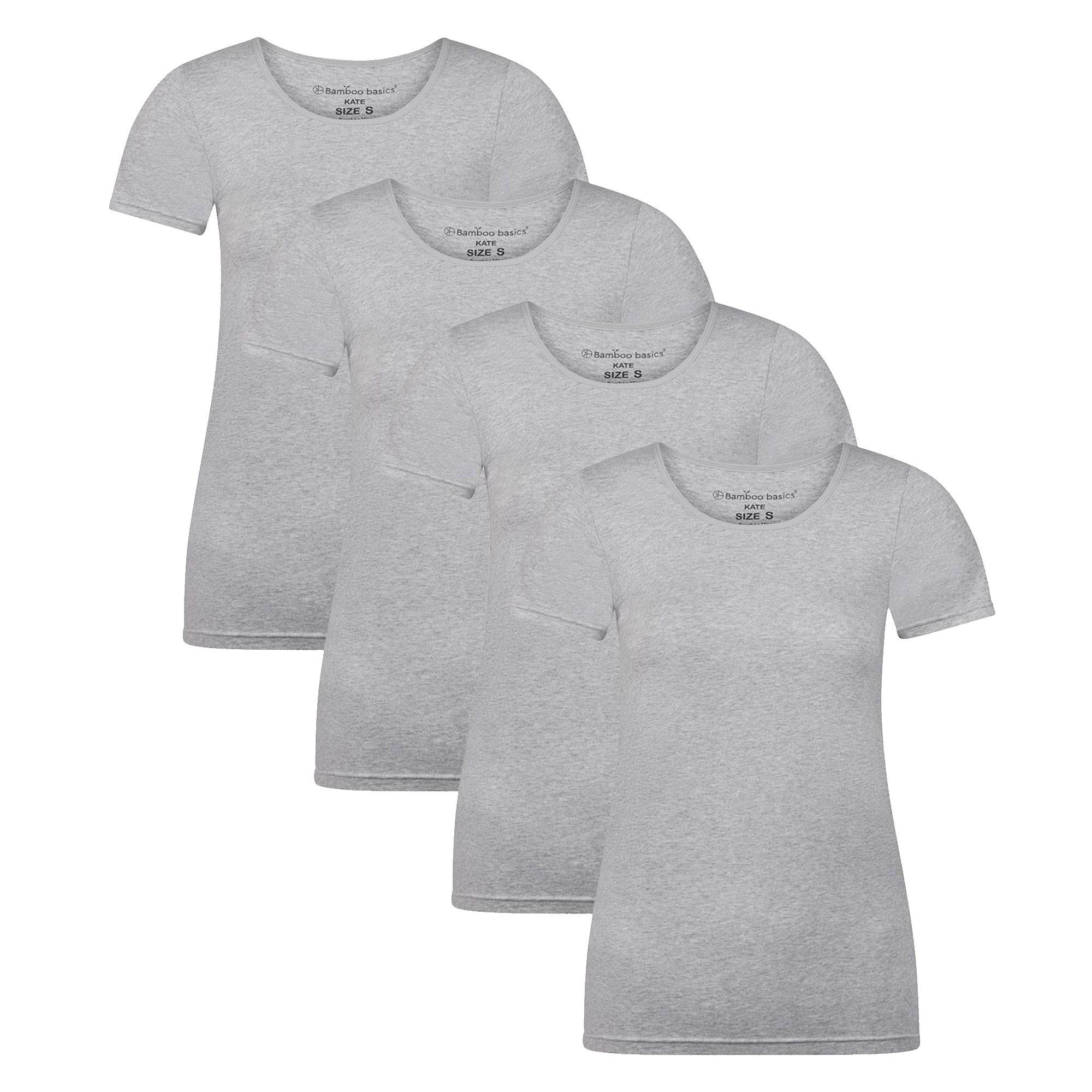 Bamboo basics Unterhemd Damen T-Shirt - Grau Unterhemd Pack 4er KATE