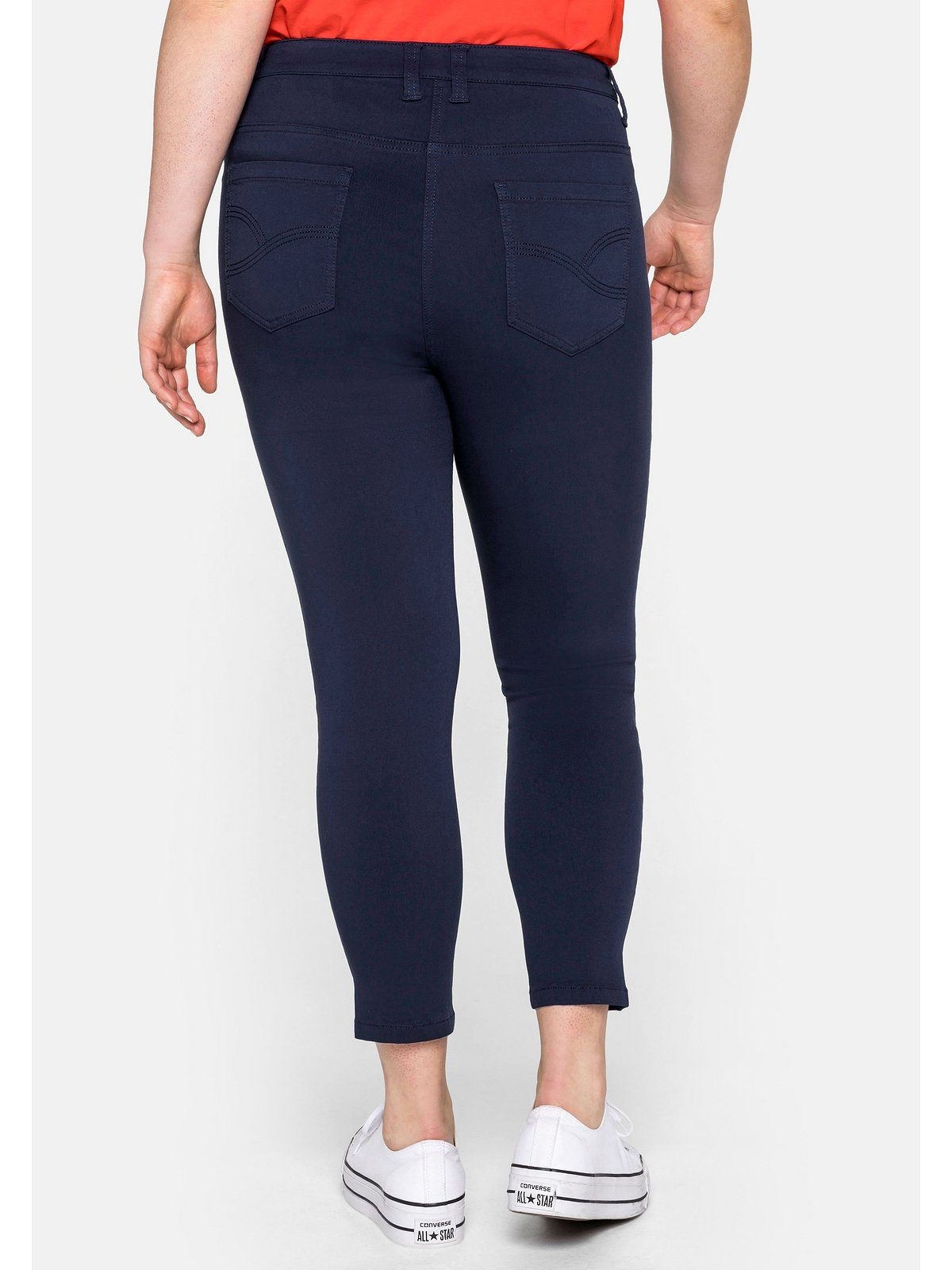 Sheego Power-Stretch-Qualität marine Ankle-Länge, Stretch-Hose Größen aus Große in