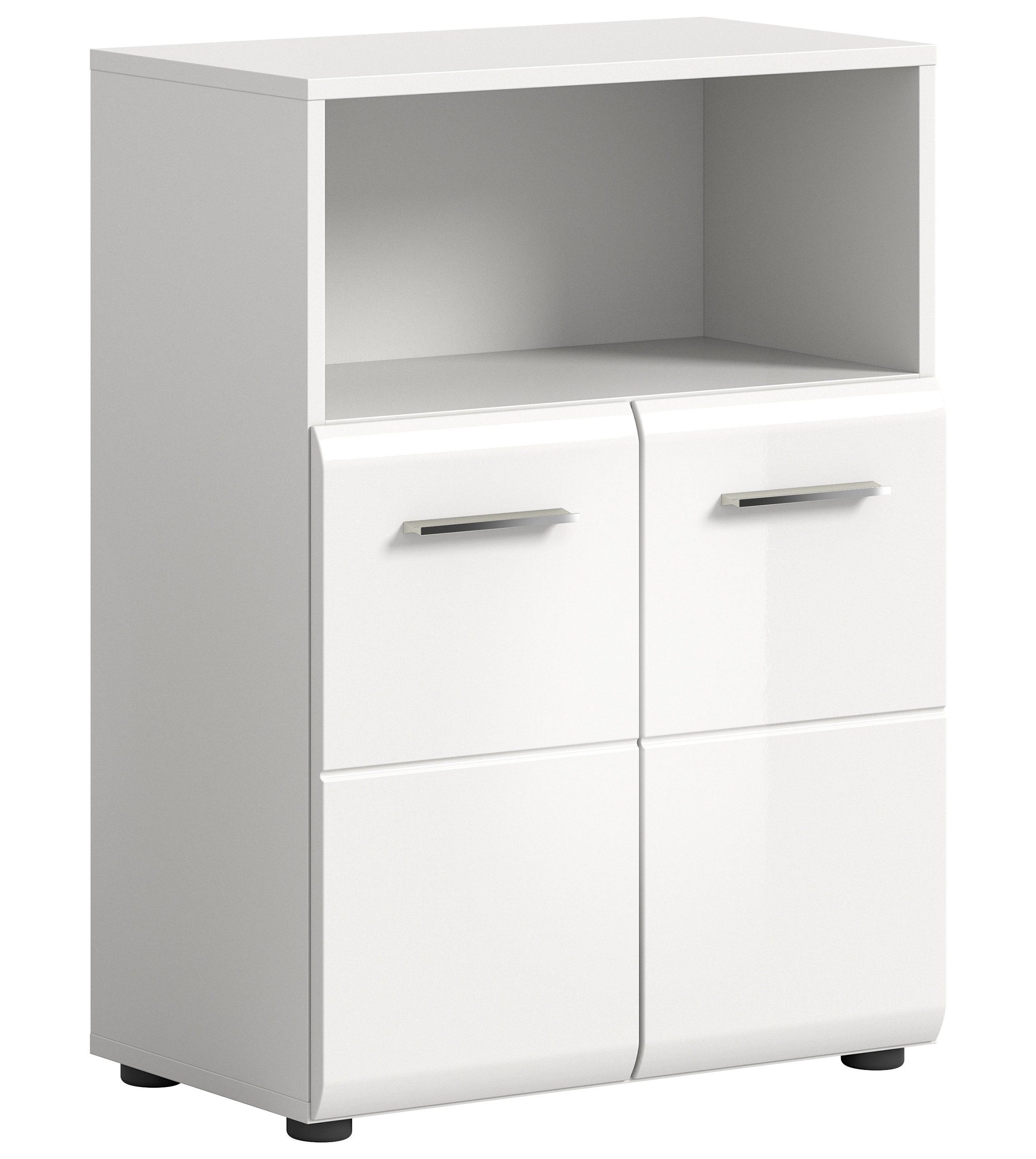 Newroom Kommode Weiß 60 cm, Kommode Weiß Hochglanz Sideboard Highboard Modern Zeitlos Bad Bade...