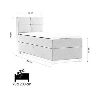 Compleo Boxspringbett Velour Boxspringbett mit Federkernmatratze CHICAGO MINI, mit Topper