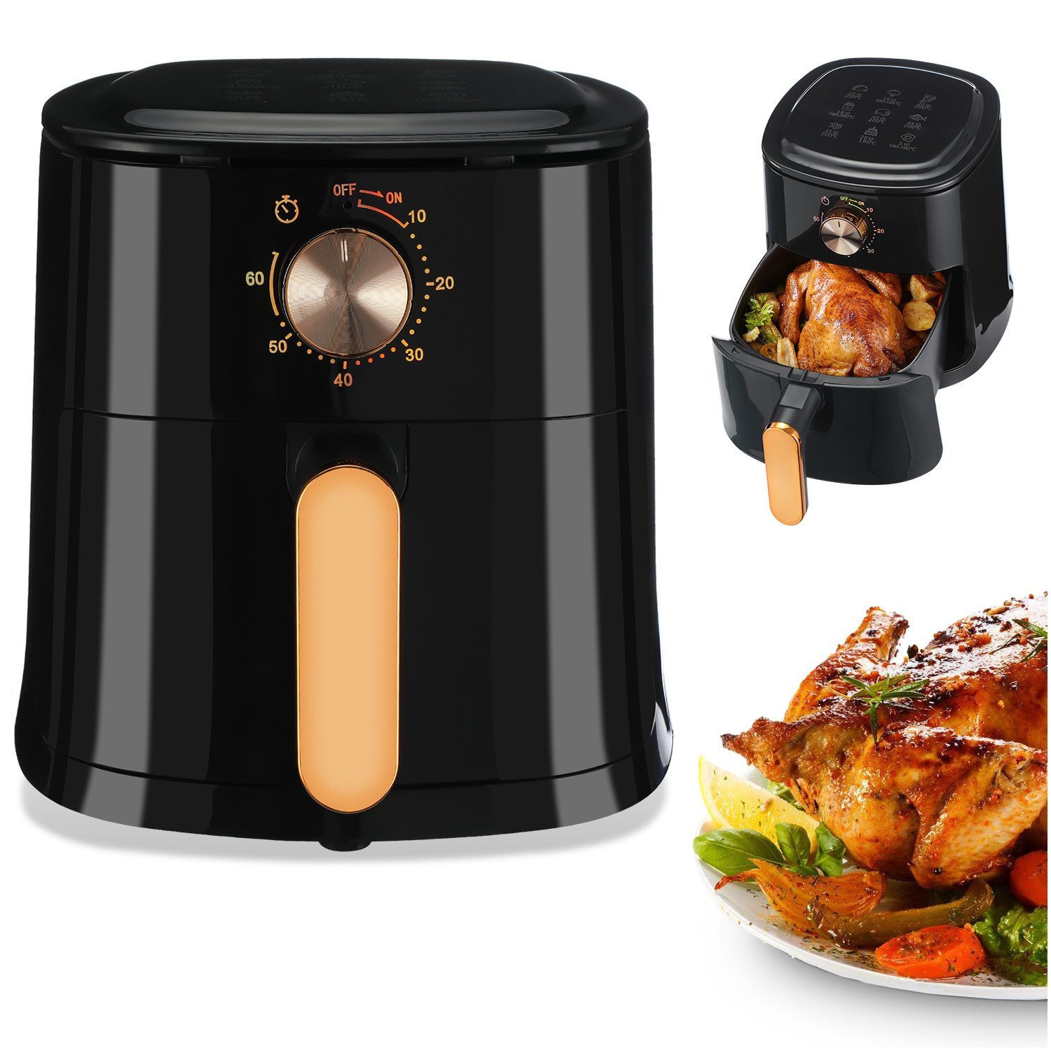oyajia Heißluftfritteuse Airfryer Easy Fry & Grill, 5L Fassungsvermögen, 60-Minuten-Timer, 1800 W