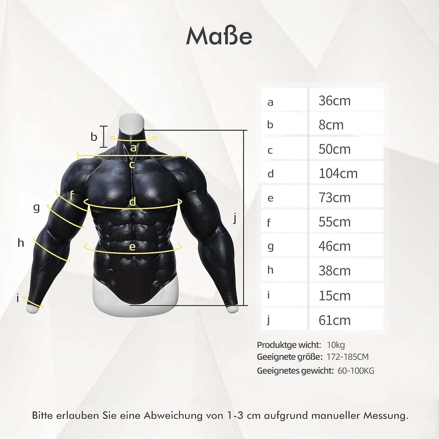 LuxusKollektion Hängedekoration Muskelanzug Silikon Oberkörper Männerbrust Arme Cosplay Schwarz