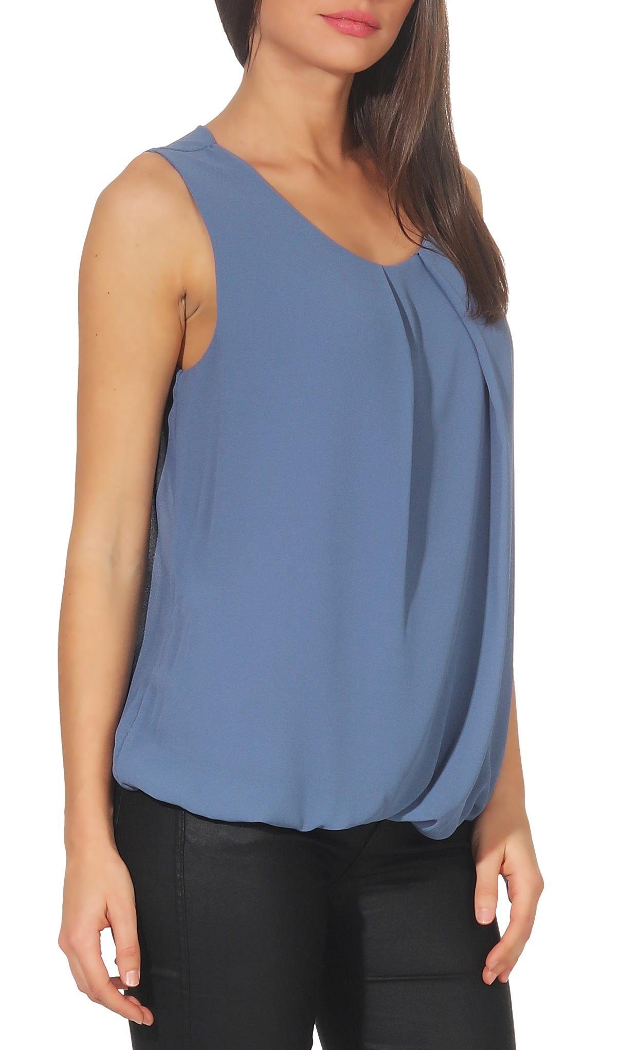 malito more than fashion Chiffonbluse malito Damen Bluse ärmellos 6879 Blus günstig online kaufen