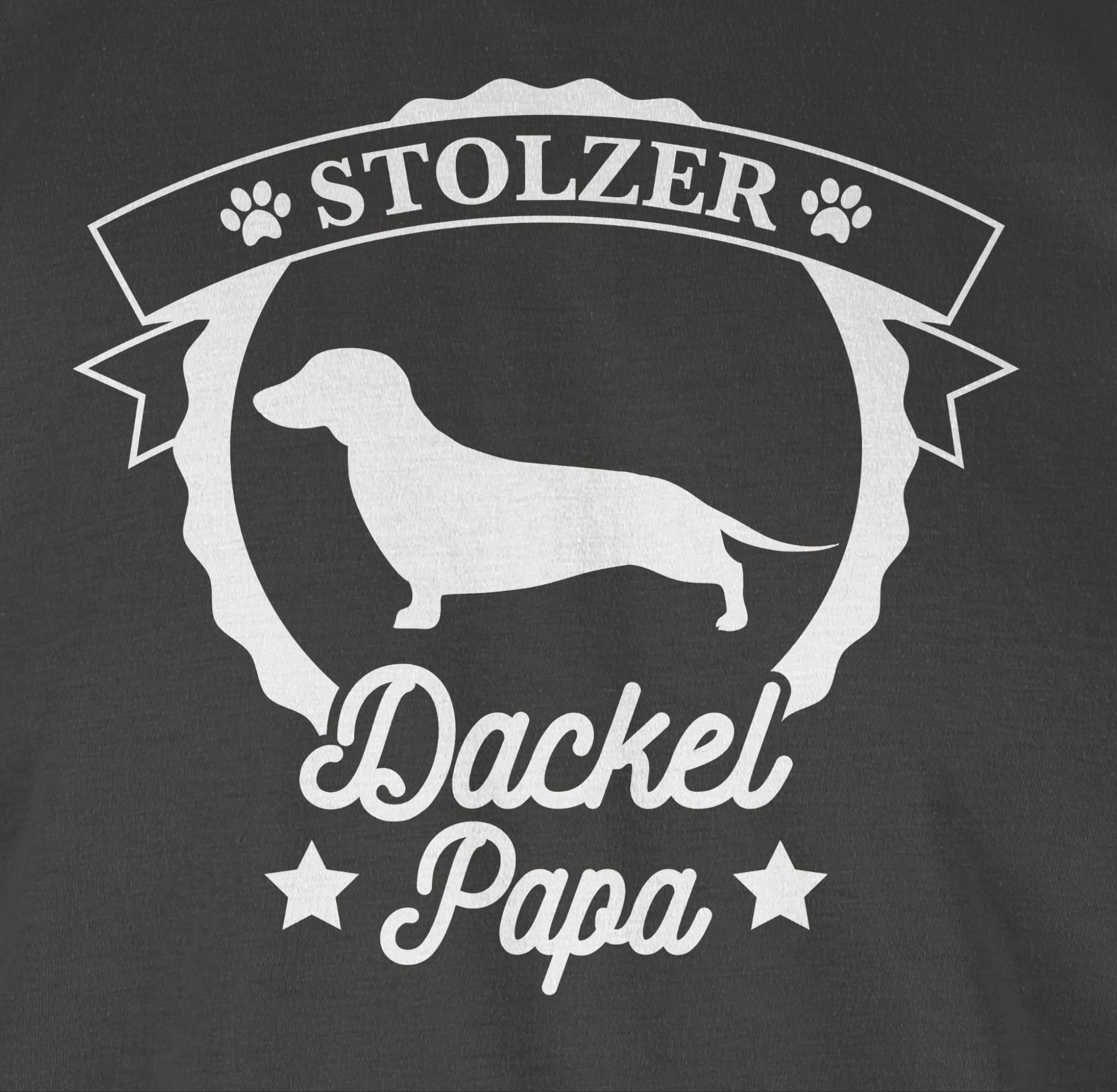 Shirtracer T-Shirt Hundebesitzer 2 für Stolzer Geschenk Dackel Dunkelgrau Papa