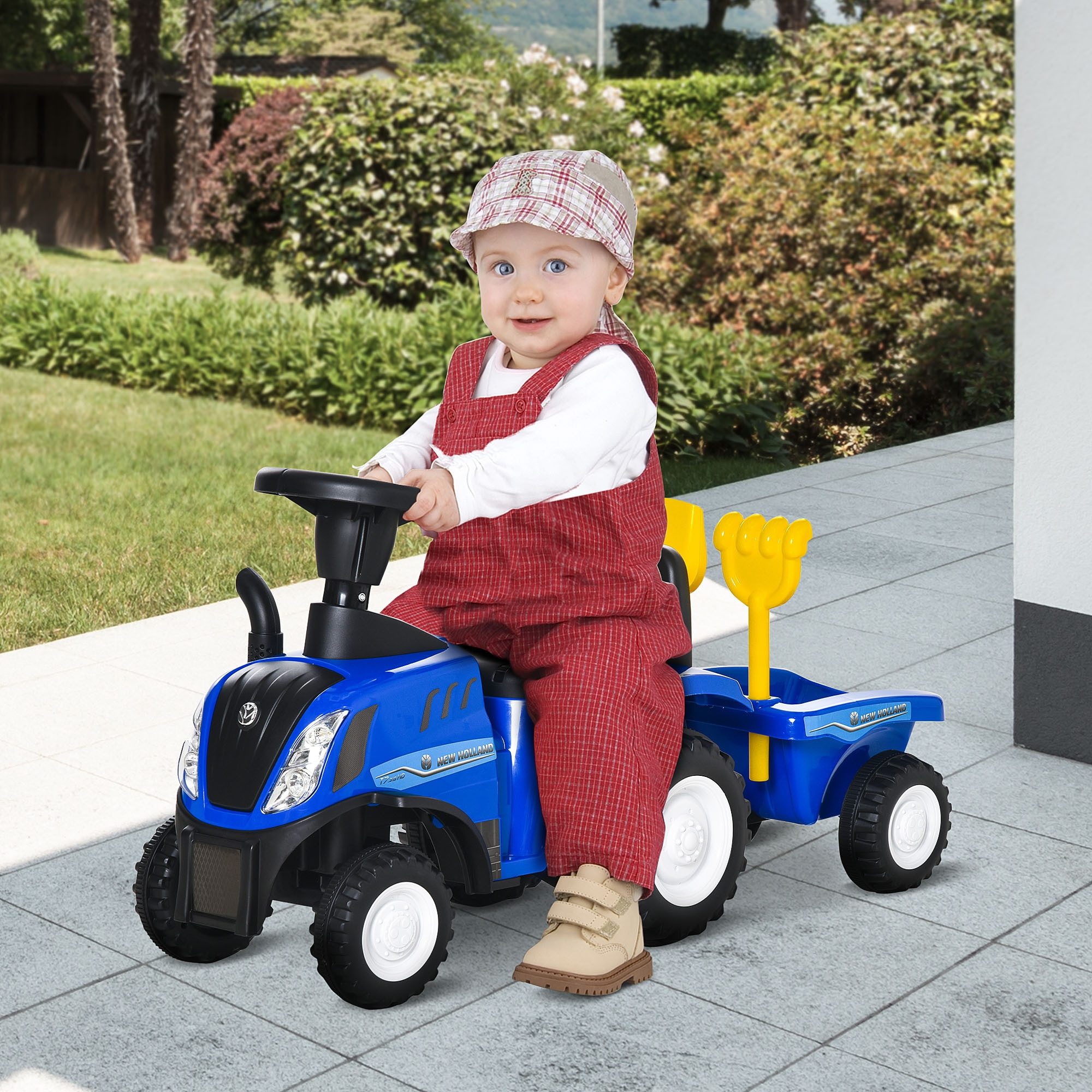 HOMCOM Rutscher Kinderfahrzeug klassische Auto Laufhilfe mit Hupe, (Kinderauto, 1-tlg., Kinder Rutschauto), Kunststoff Metall Blau 91 x 29 x 44 cm