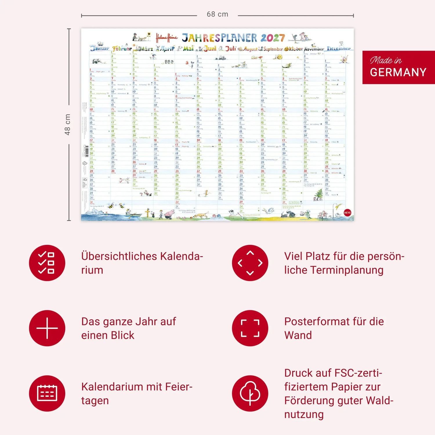 HEYE Wandkalender Helme Heine: Posterplaner 2027 – Bild 2 von 3