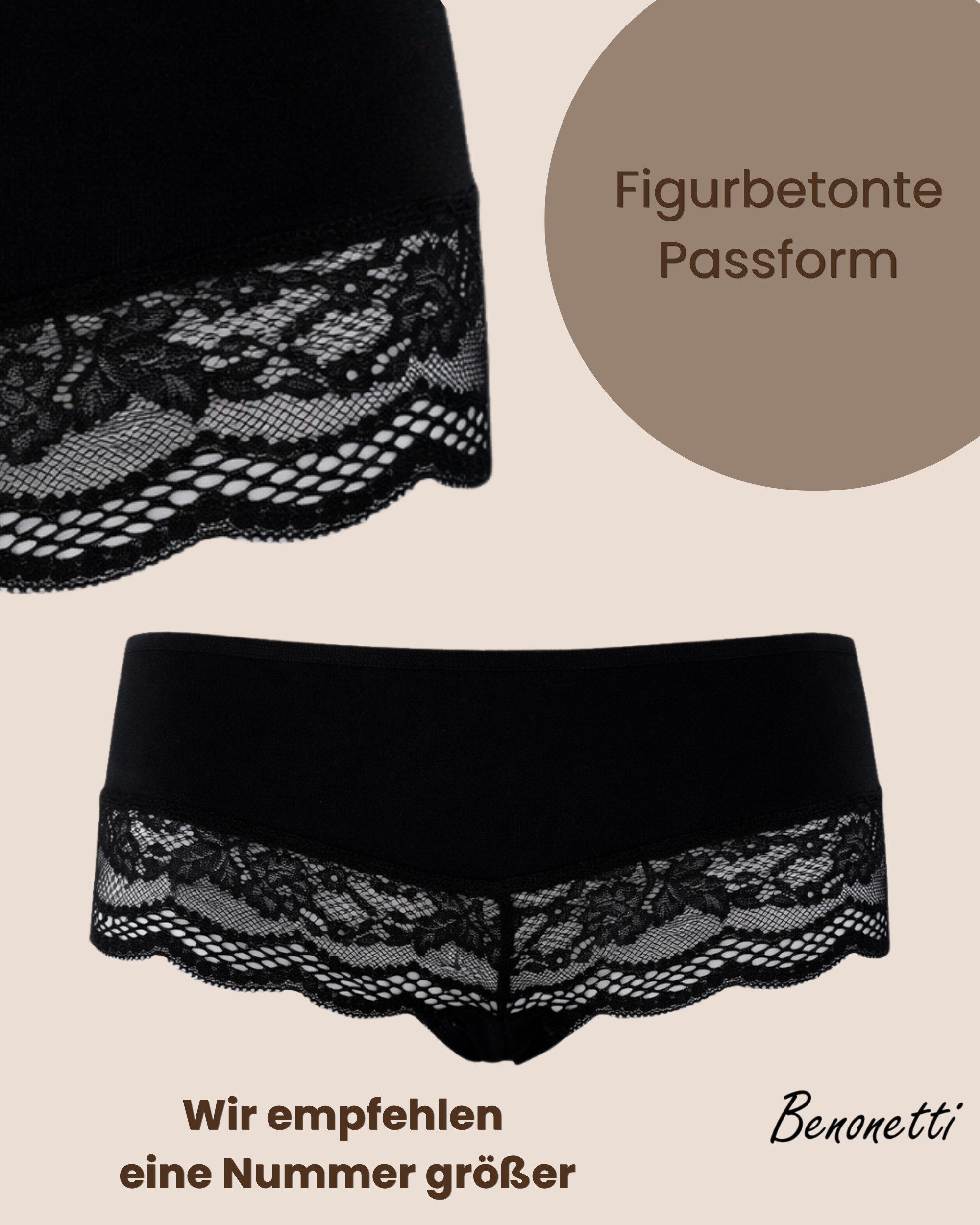 Hipster Damen 3er Pack aus Baumwolle mit nahtloser Spitze